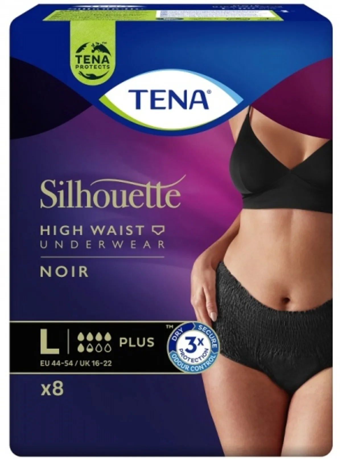 TENA sauskelnės kelnaitės SILHOUETTE NOIR PLUS, L dydis, N8 -  