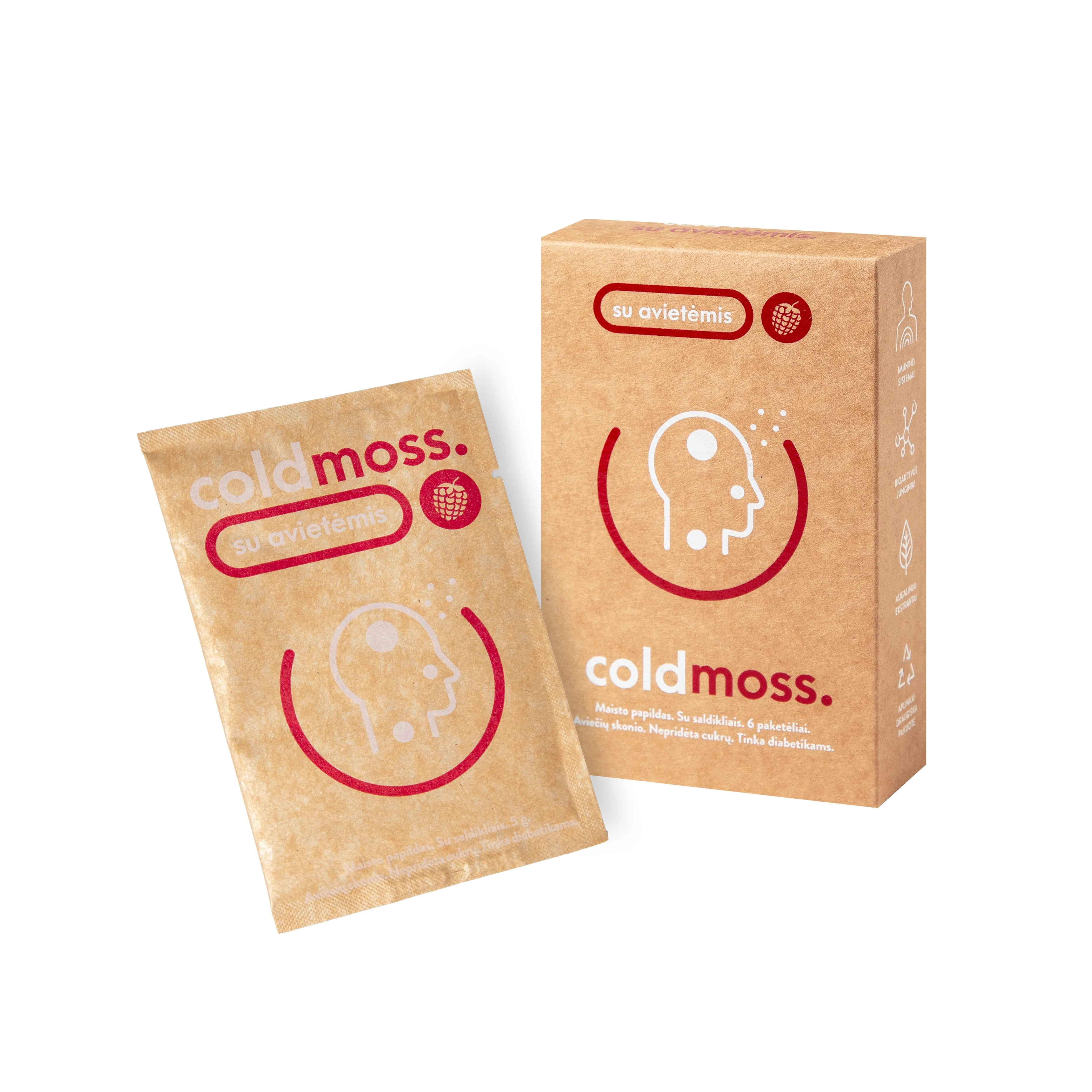ColdMoss paketėliai su avietėmis ir vitaminu C (6vnt.) -  