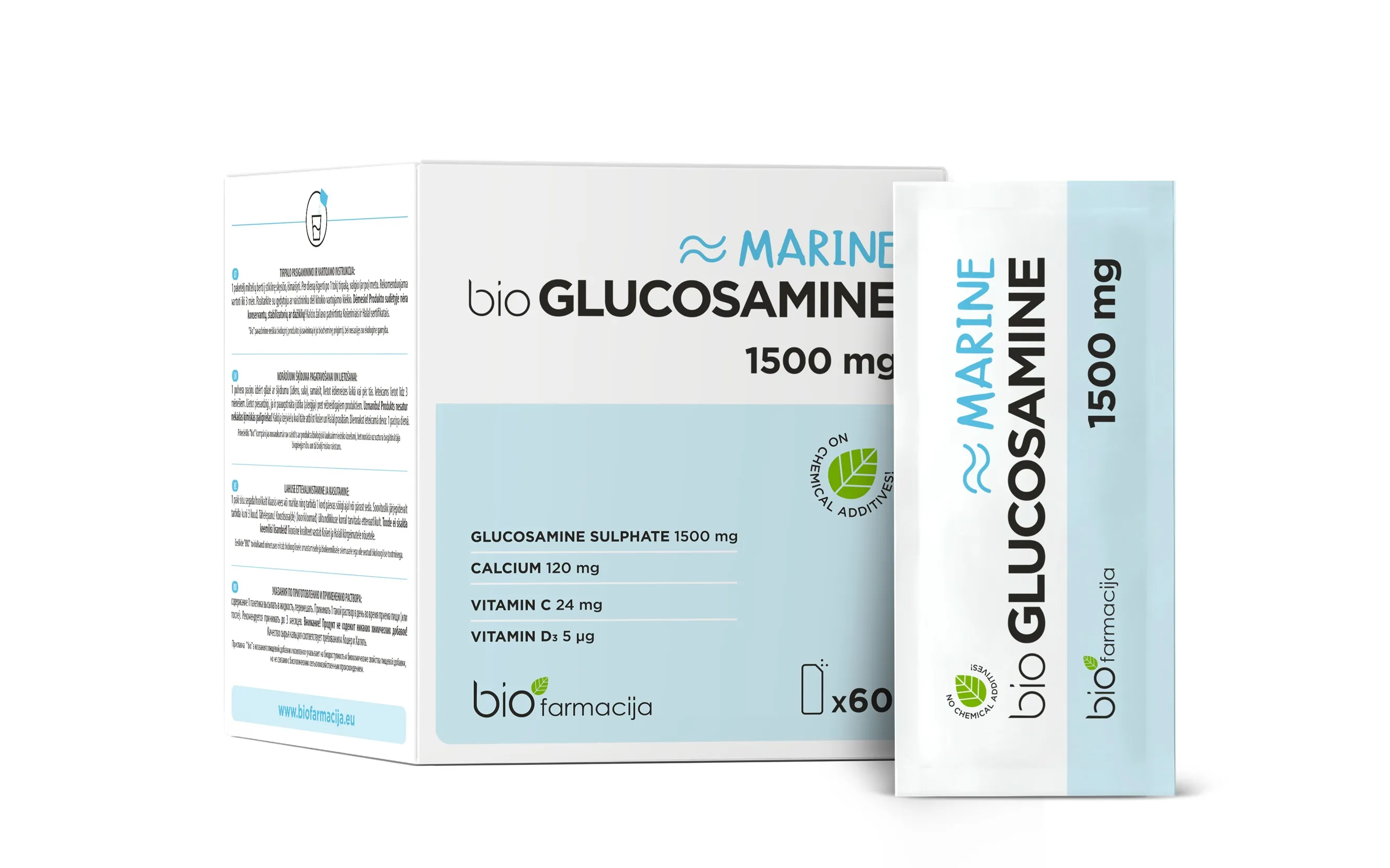 BIOGLUCOSAMINE MARINE, 1500 mg, milteliai, N60 -  