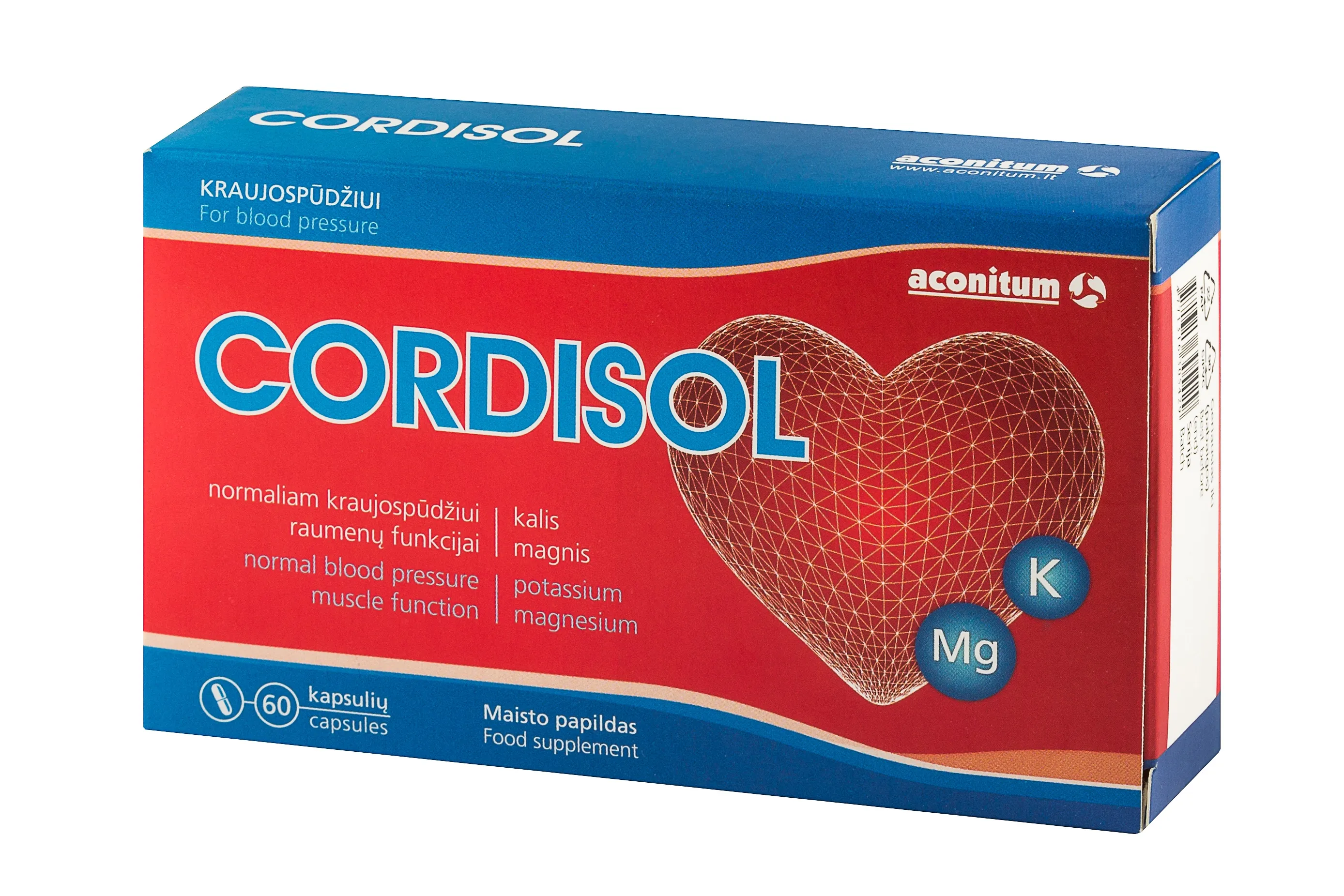 ACONITUM kalis ir magnis CORDISOL, 60 kapsulių -  