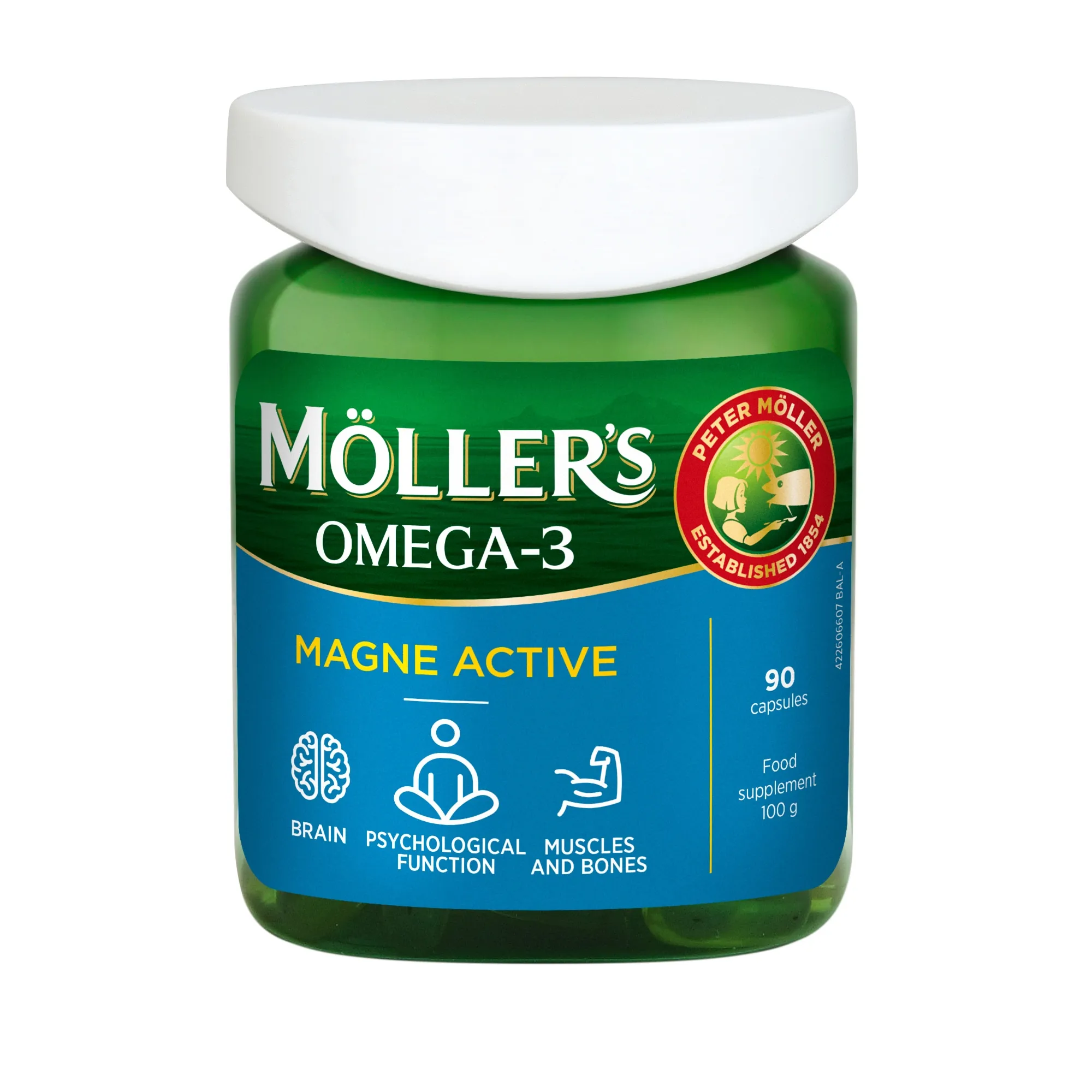 MÖLLER'S OMEGA-3 MAGNE ACTIVE, 90 kapsulių -  