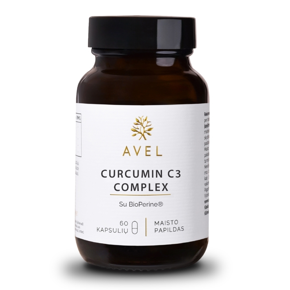 AVEL CURCUMIN C3 COMPLEX, Su BioPerine®, 60 kapsulių -  2