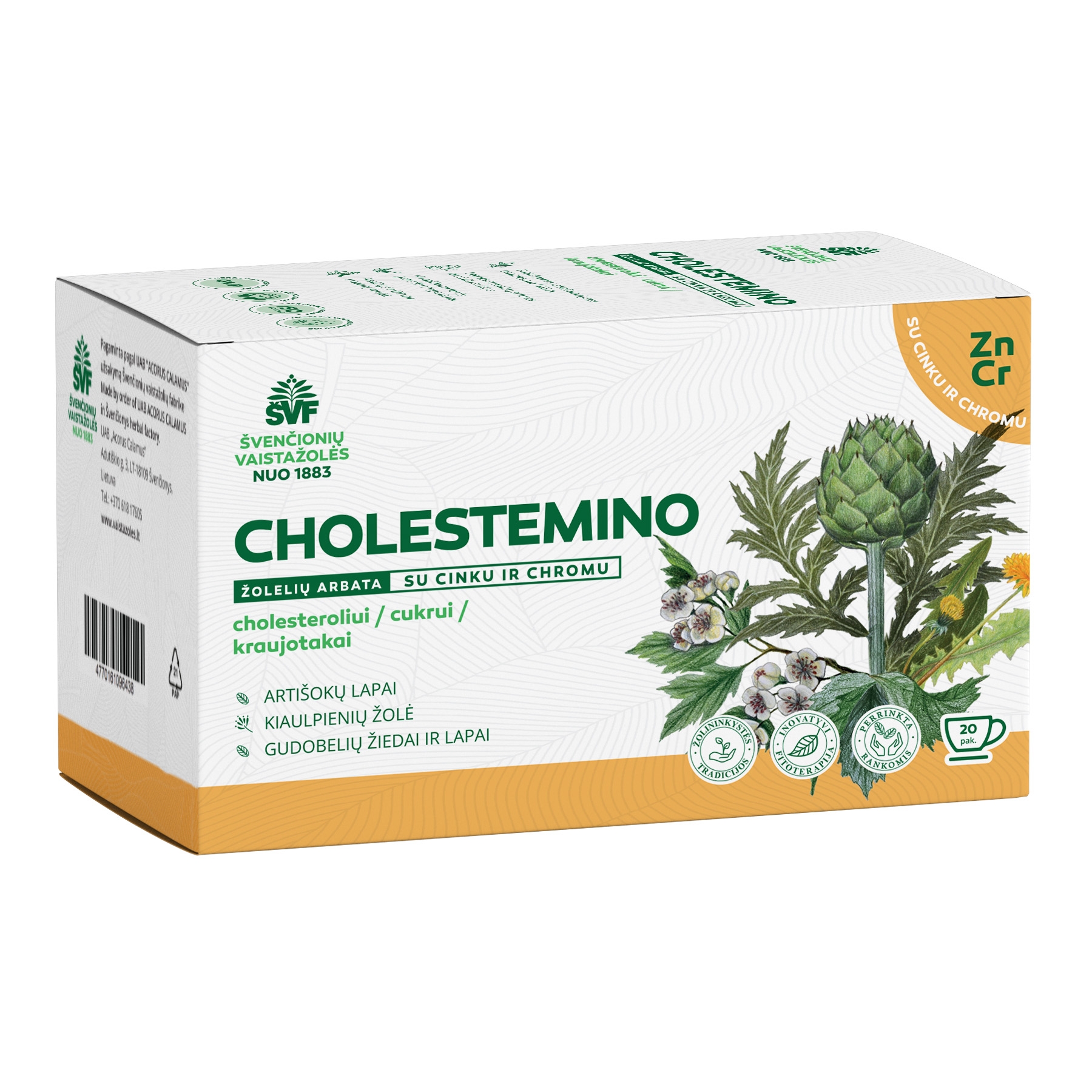 ŠVENČIONIŲ VAISTAŽOLĖS žolelių arbata cholesteroliui, kraujotakai CHOL -  