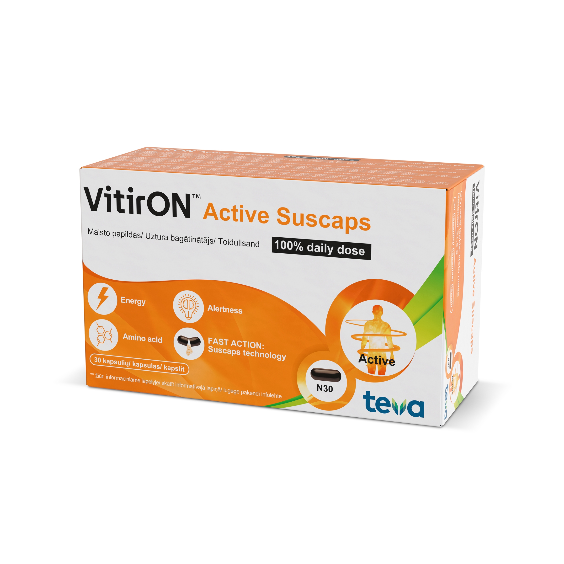 VitirON Active Sucaps 100% daily dose kapsulės N30 -  3
