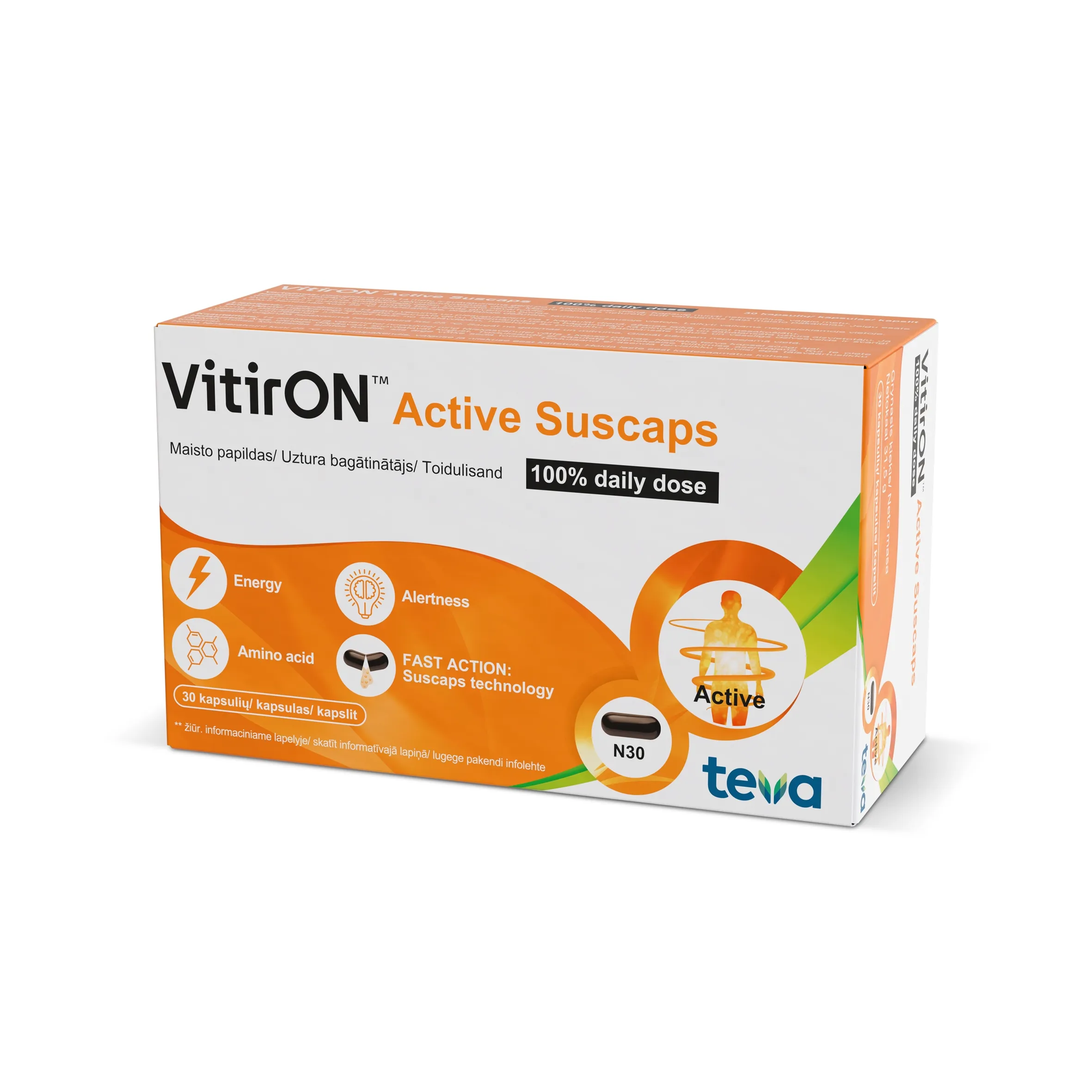 VitirON Active Sucaps 100% daily dose kapsulės N30 -  3
