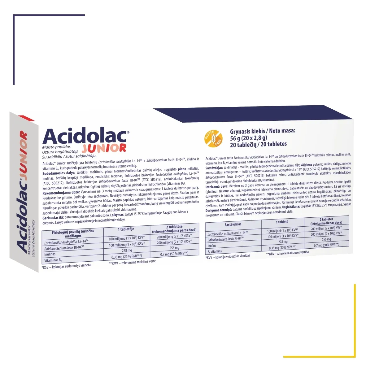 ACIDOLAC JUNIOR, meškiukų formos, braškių skonio, 20 tablečių -  2