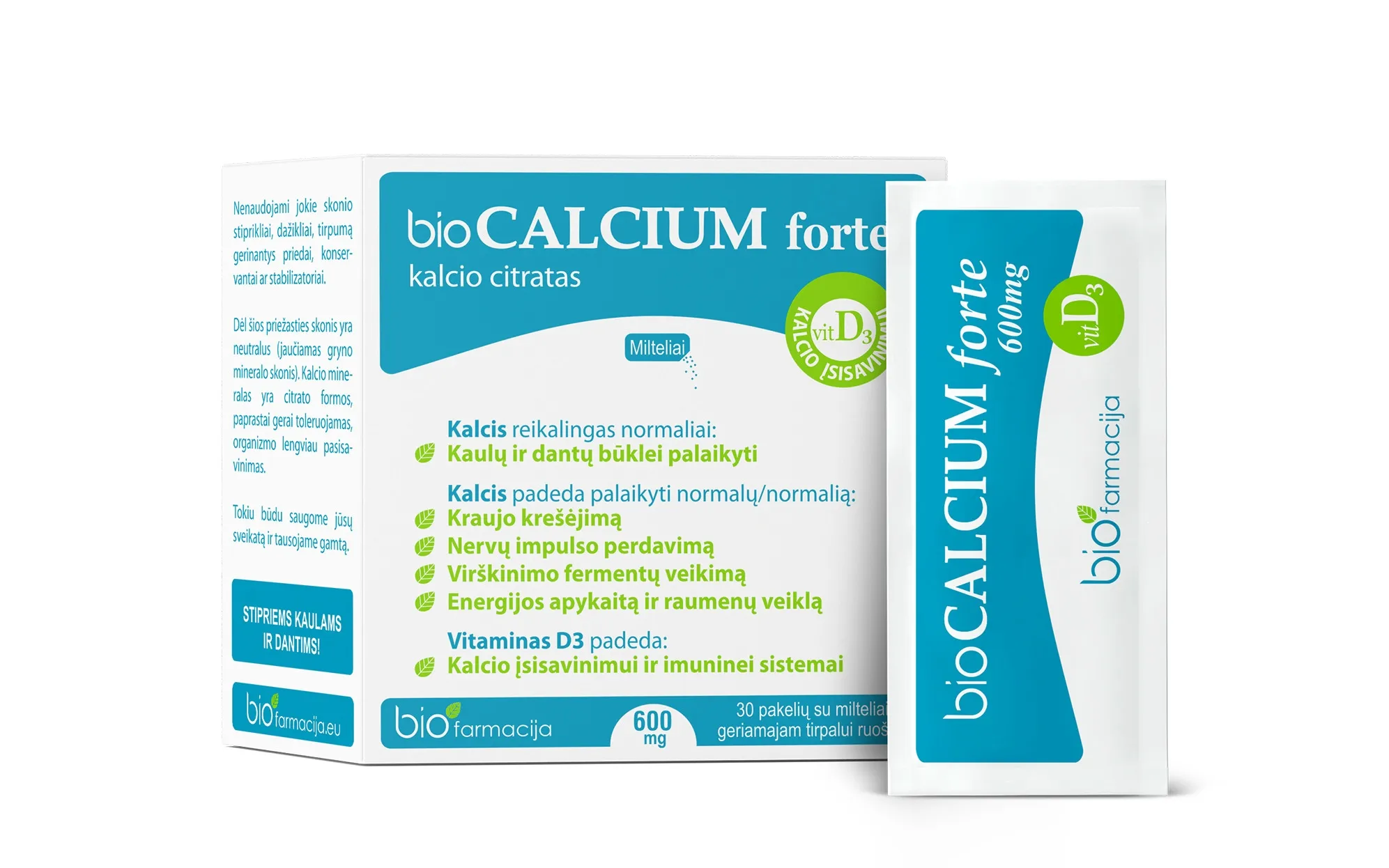 BIOCALCIUM FORTE, 600mg, milteliai, N30 -  