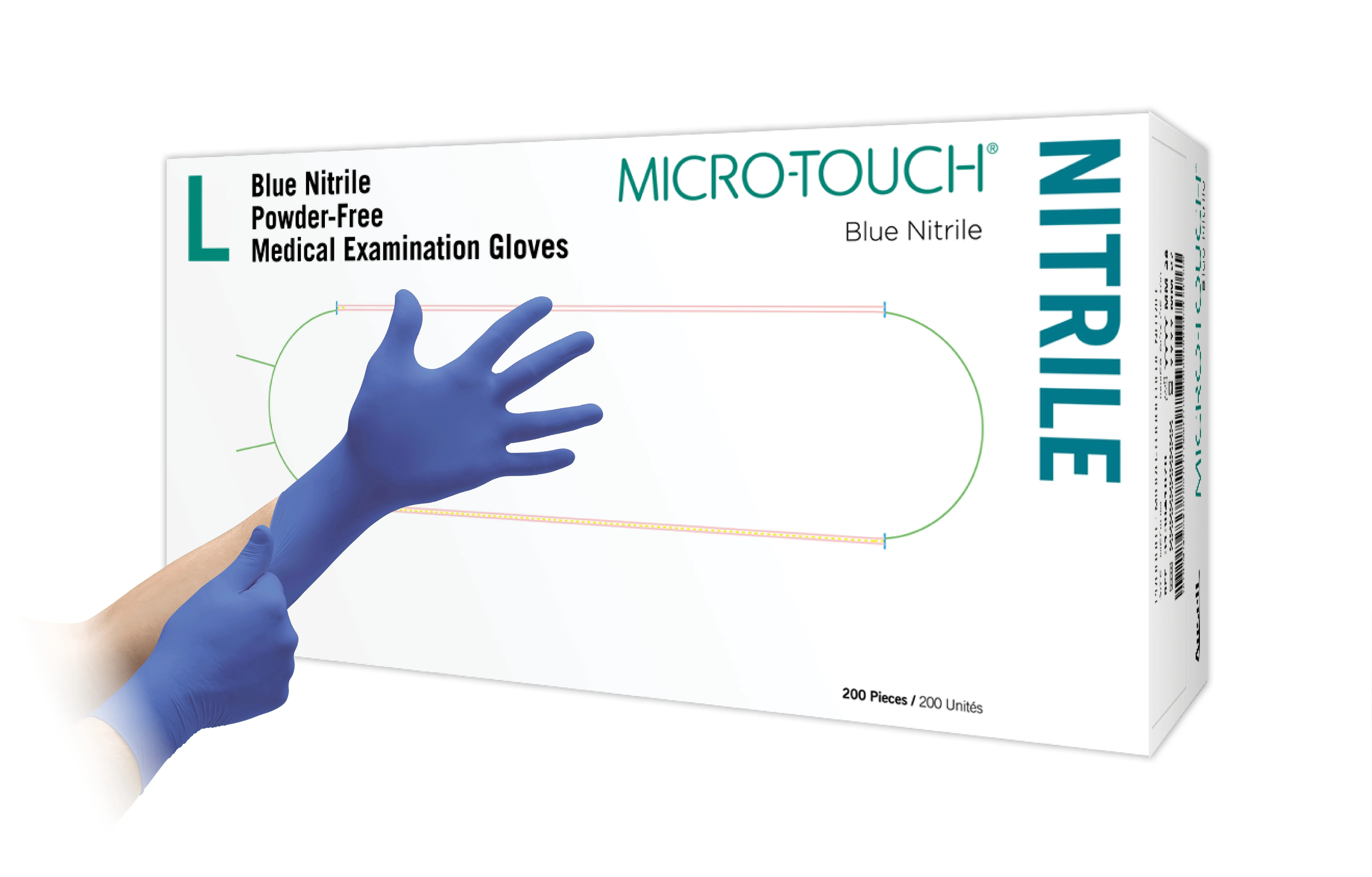 MICRO-TOUCH® nesterilios medicininės pirštinės BLUE NITRILE, L, N200 -  