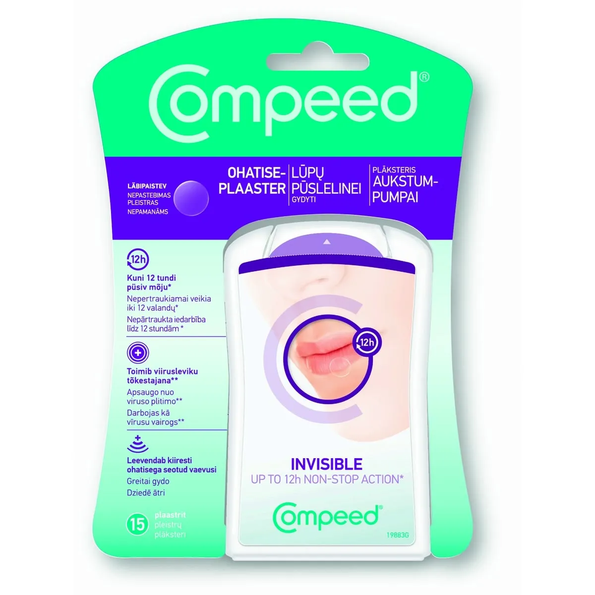 COMPEED pleistras nuo lūpų pūslelinės INVISIBLE, N15 -  