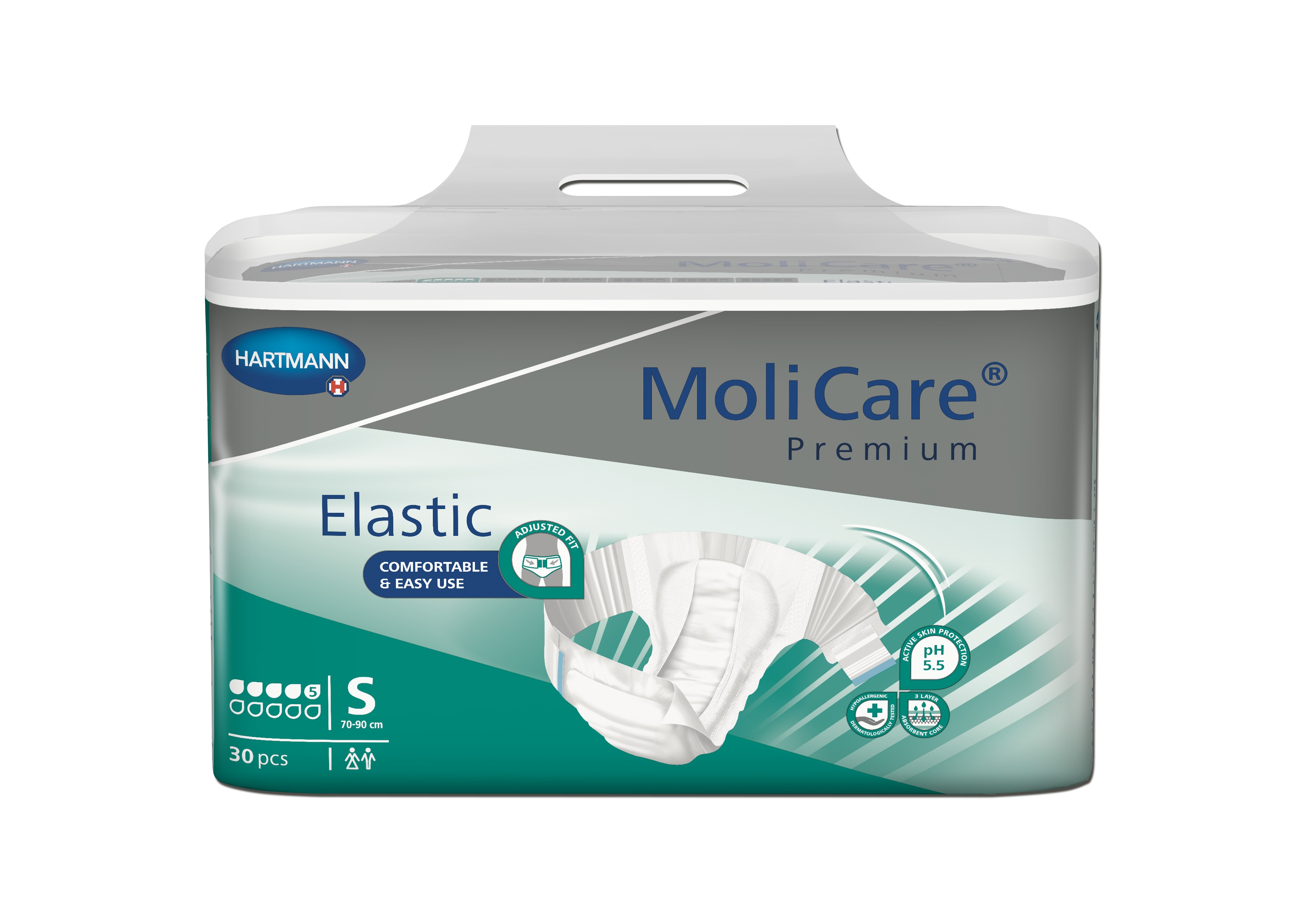 MOLICARE PREMIUM Elastic 5 lašai, S dydis, 30 vnt. -  
