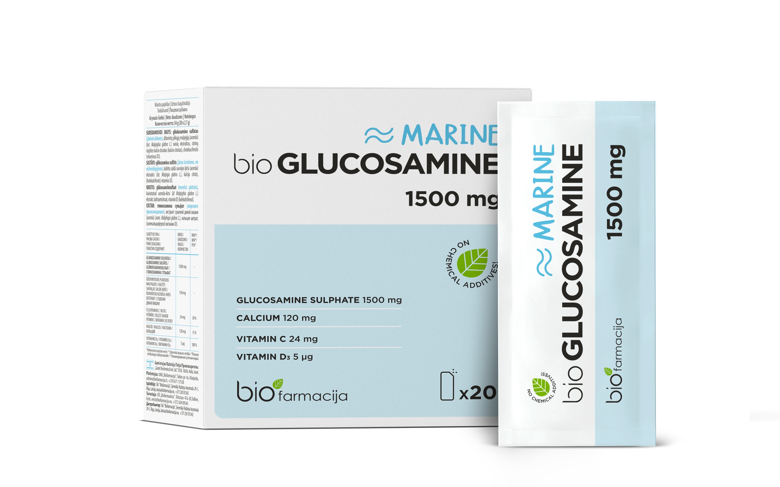 BIOGLUCOSAMINE MARINE, 1500 mg, milteliai, N20 -  