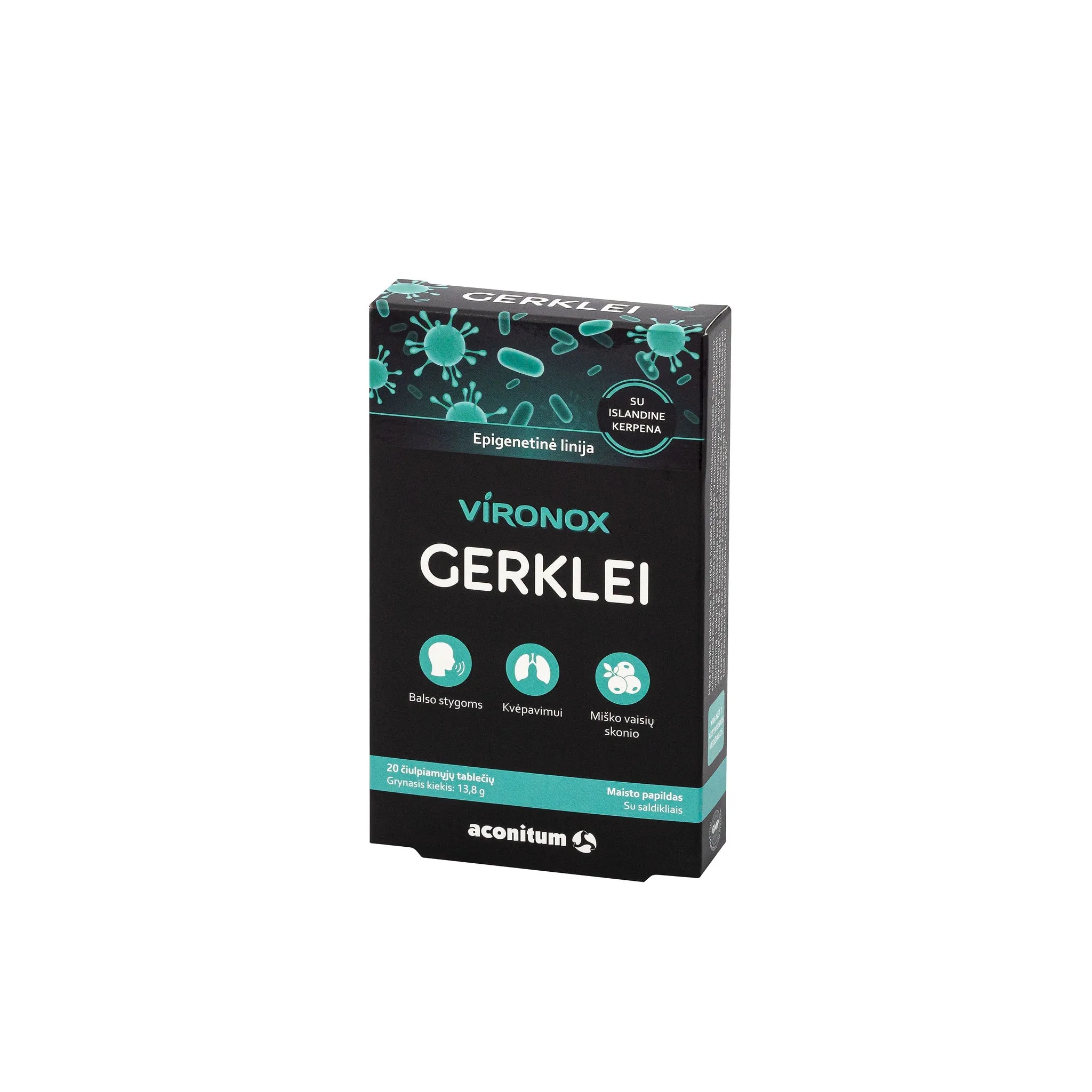 VIRONOX GERKLEI 20 čiulpiamųjų tablečių -  