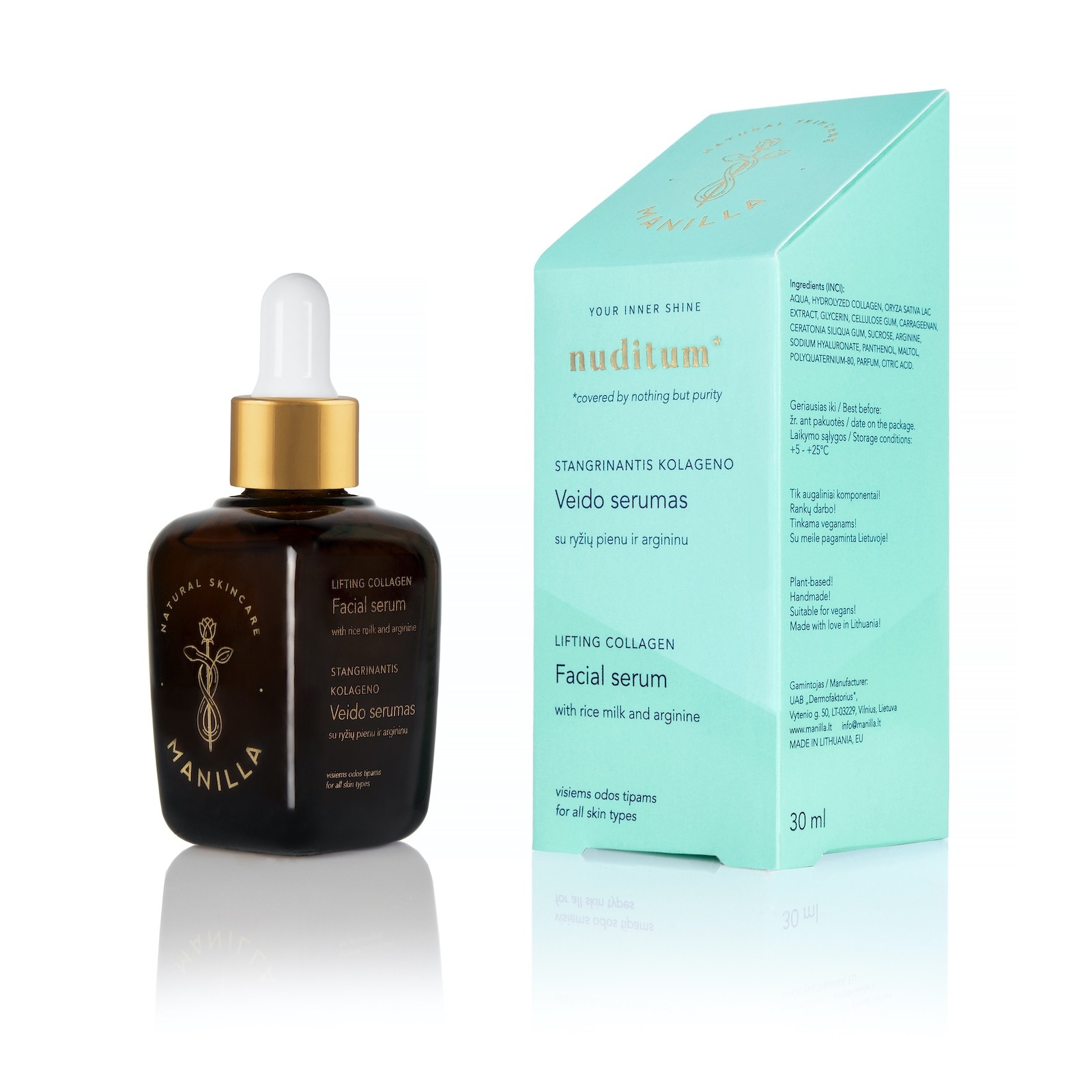 MANILLA stangrinantis kolageno veido serumas NUDITUM, 30ml -  