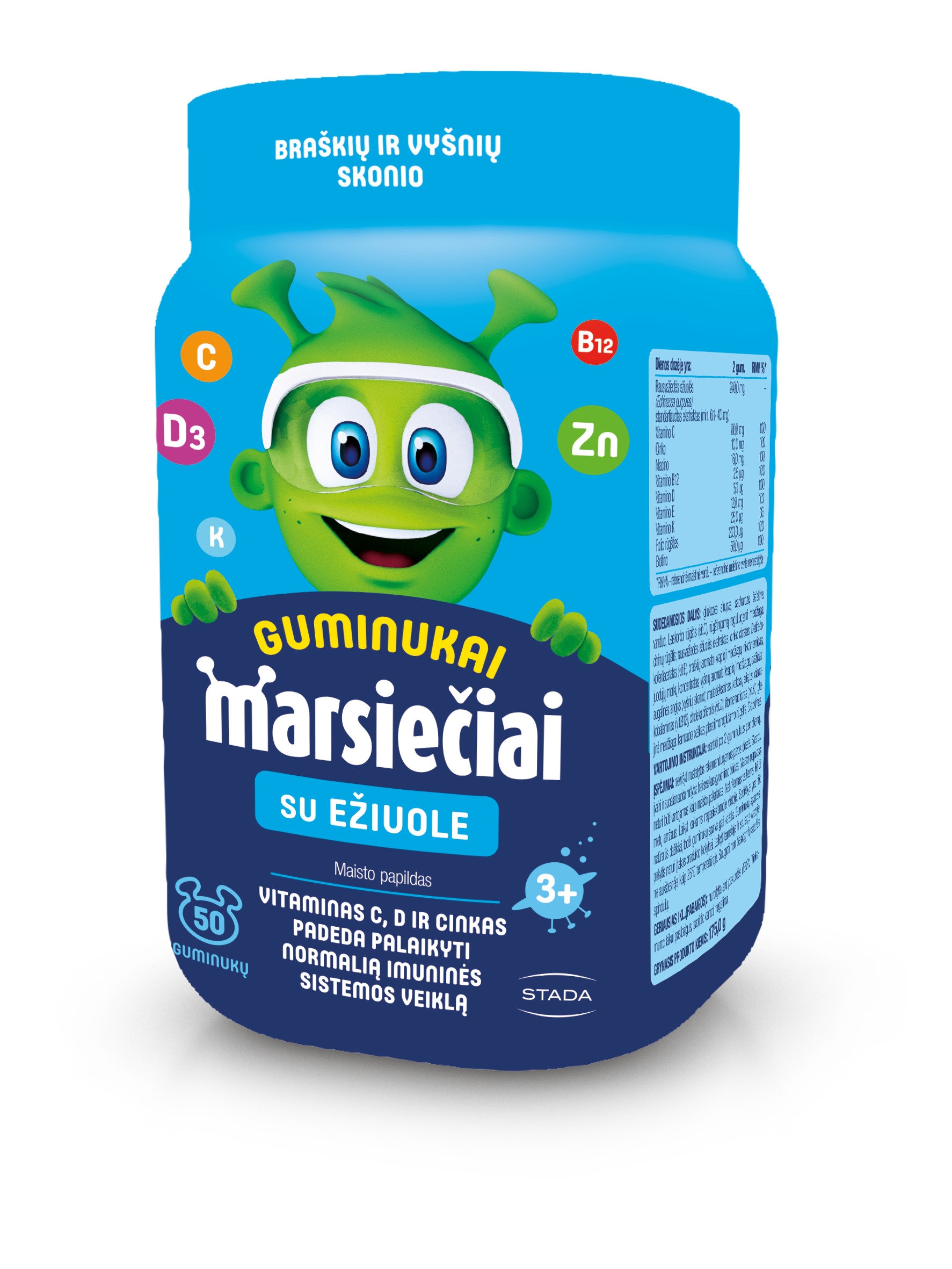 MARSIEČIAI SU EŽIUOLE vaikų imunitetui, 50 guminukų -  3