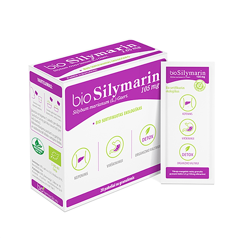 BIOSYLIMARIN 105 mg granulės pakeliais 3.5 g, N28 -  