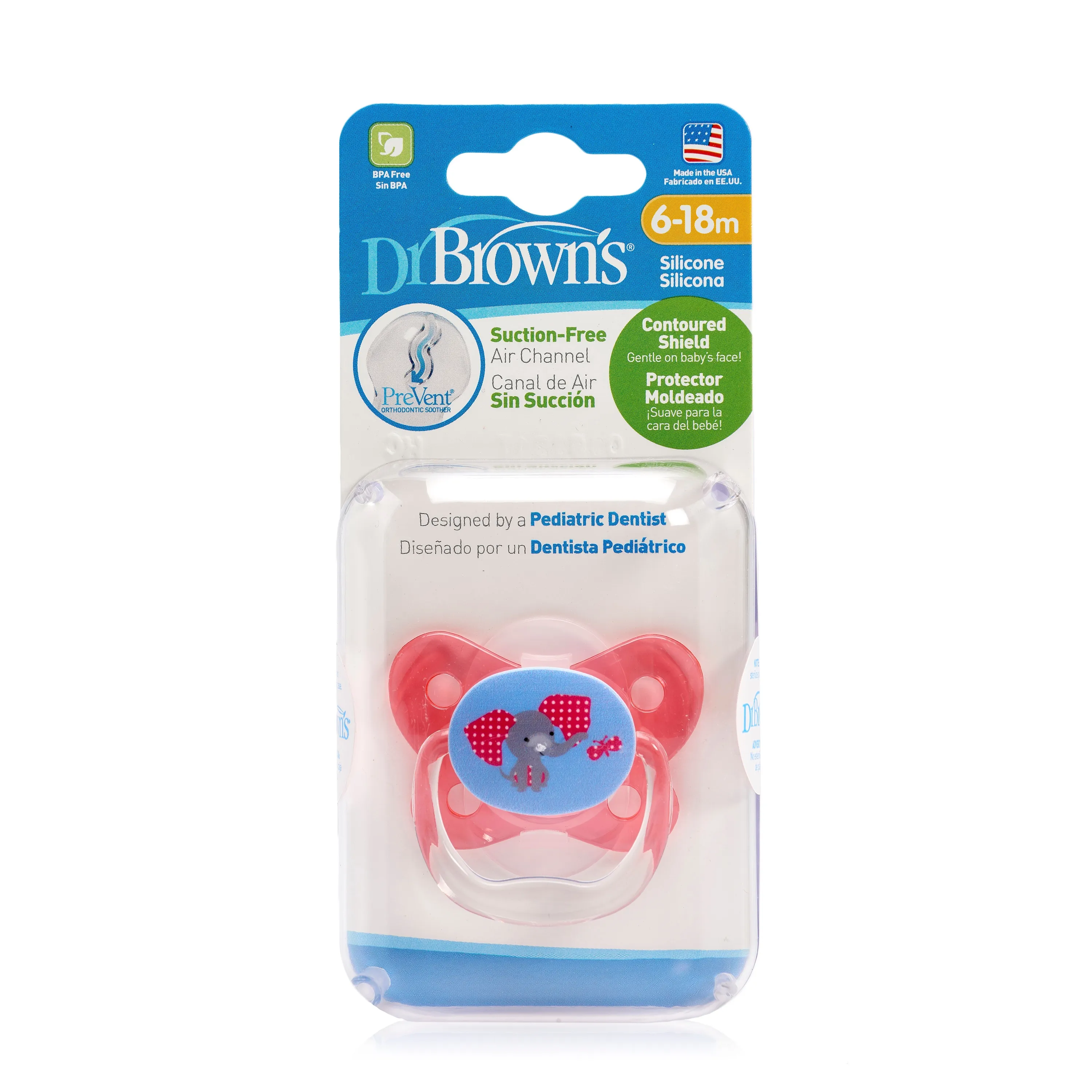 DR.BROWN'S čiulptukas PREVENT, rožinė spalva, 6–12 mėn., N1 -  