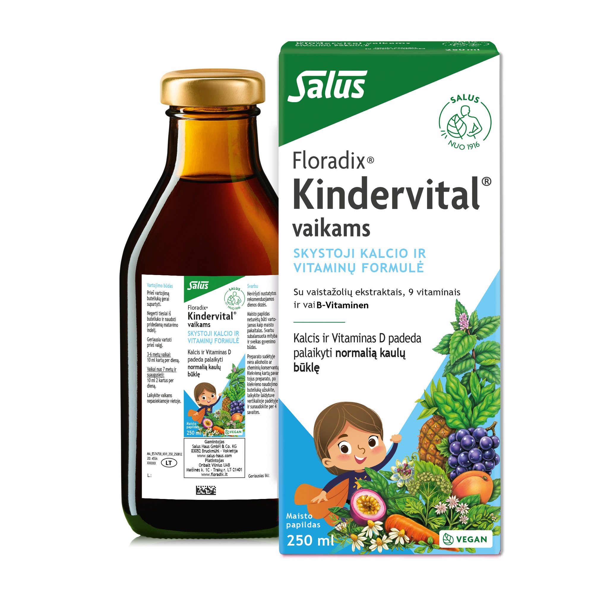 FLORADIX skysta vitaminų formulė vaikams KINDERVITAL, 250ml -  