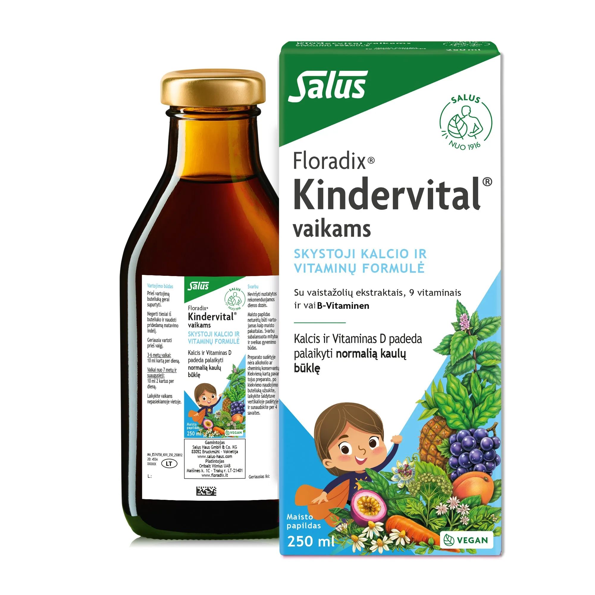 FLORADIX skysta vitaminų formulė vaikams KINDERVITAL, 250ml -  