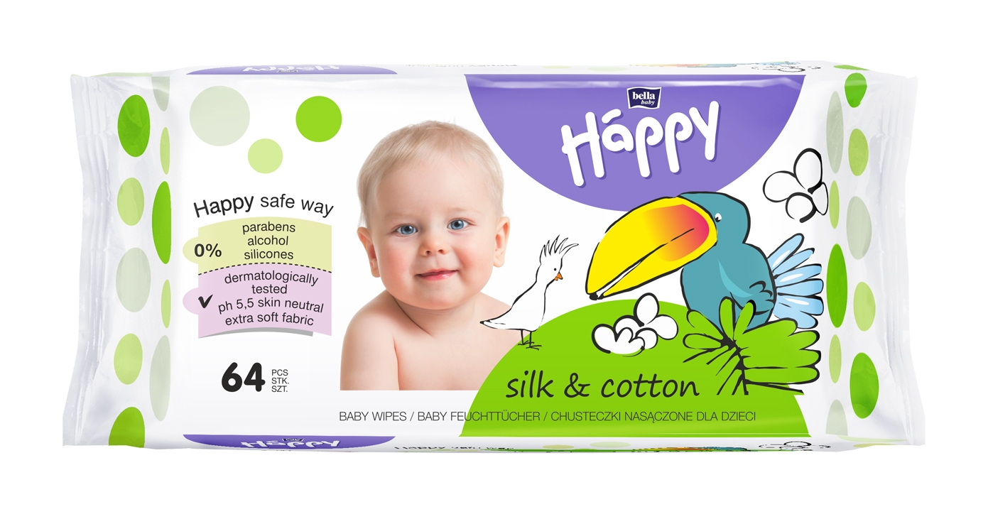 HAPPY drėgnos servetėlės vaikams Silk&Cotton, N64 -  