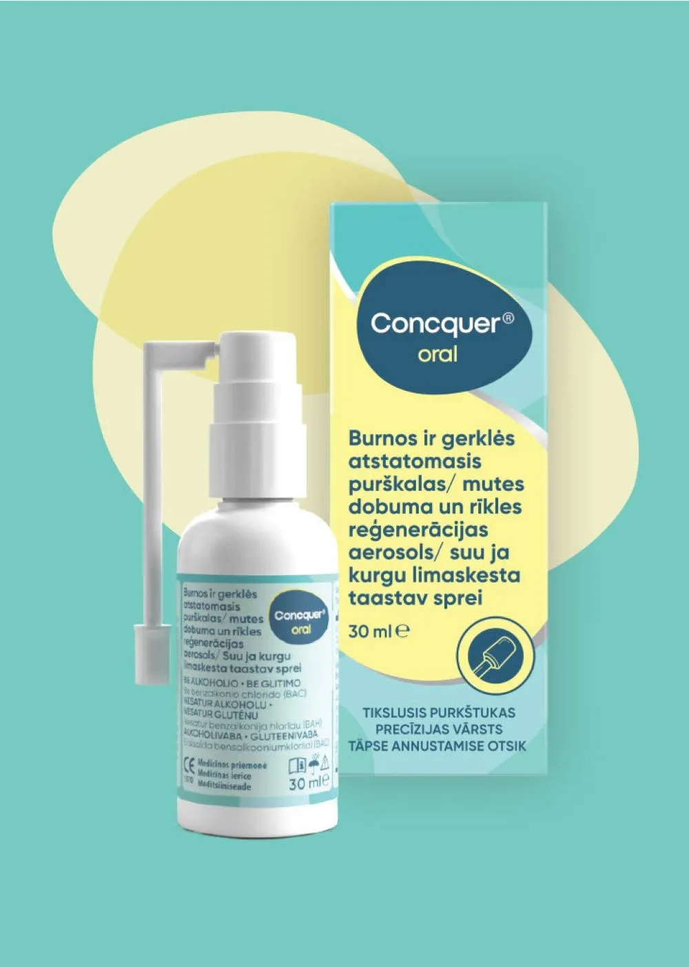 CONCQUER Oral burnos ir gerklės atstat. puršk., 30ml -  