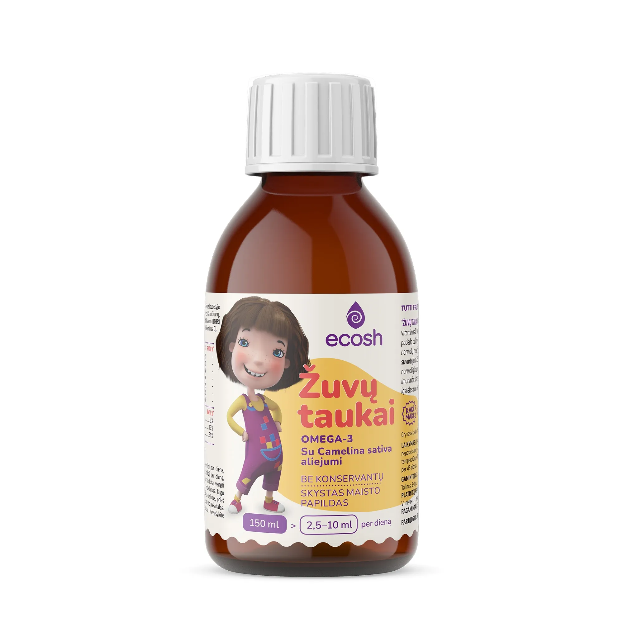 ECOSH KAKĖ MAKĖ Žuvų taukai su Camelina aliejumi, Tutti Frutti, 150ml -  