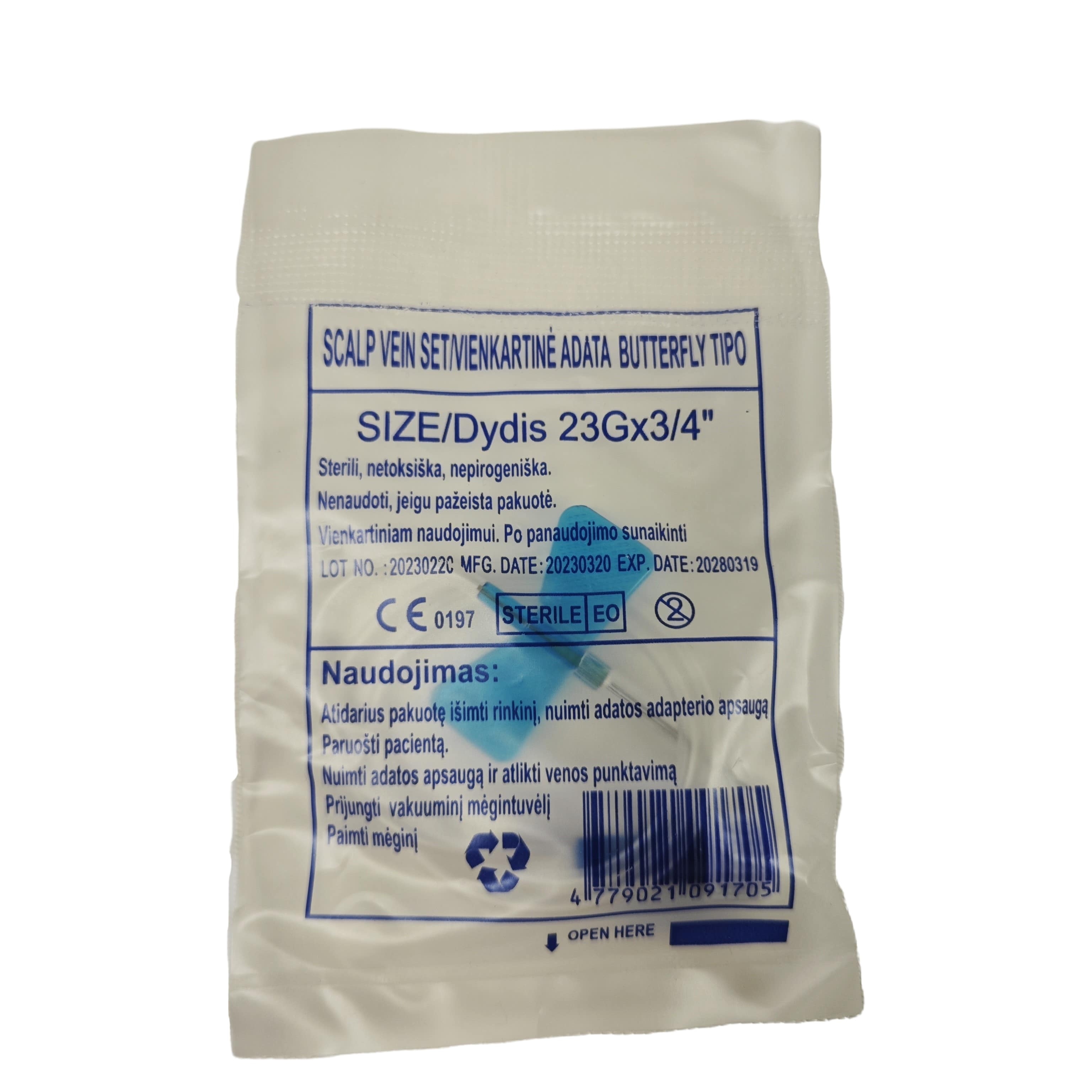 Vienkartinė adata BUTTERFLY 23G -  