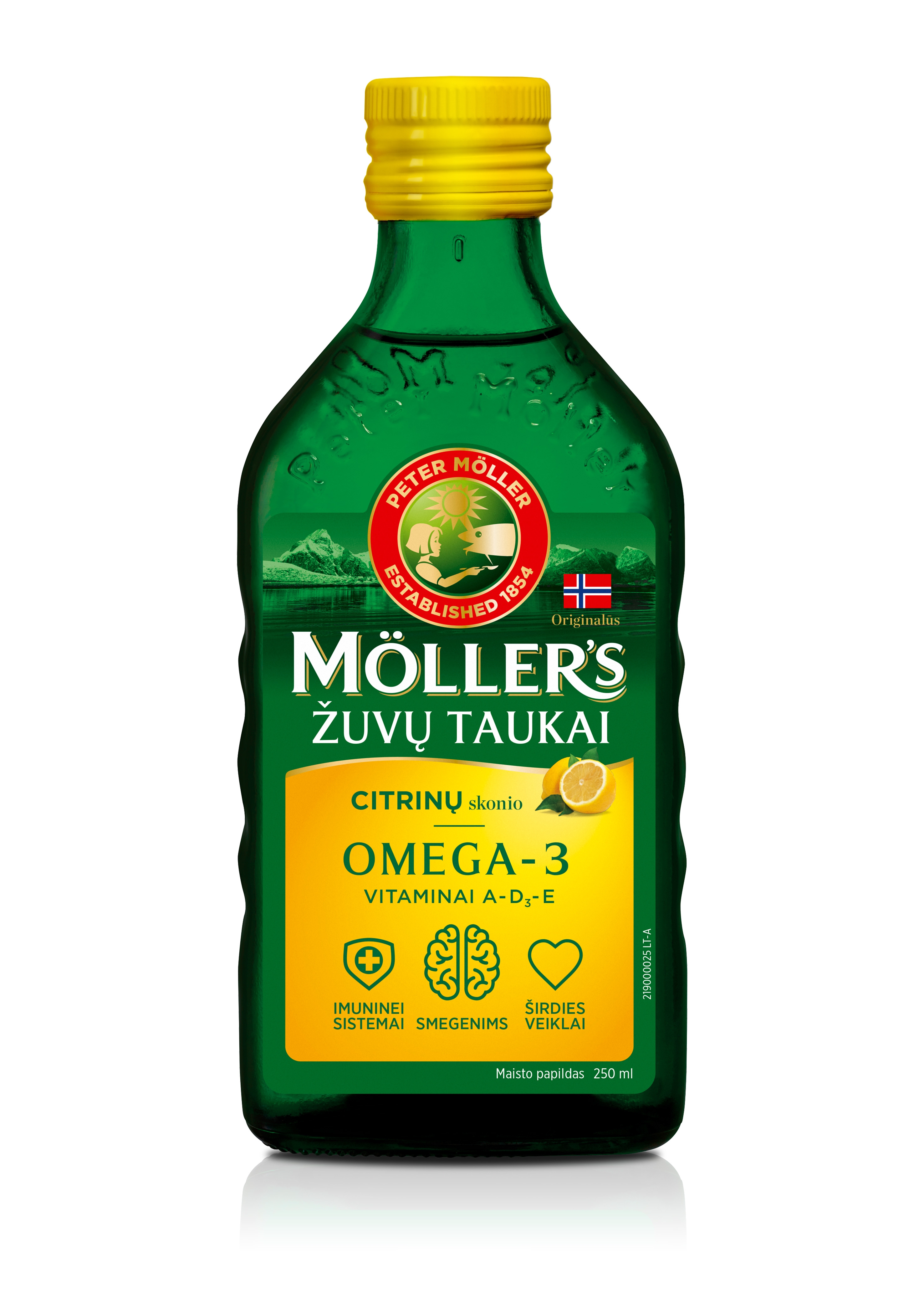 MÖLLER'S žuvų taukai, citrinų skonio, 250 ml -  