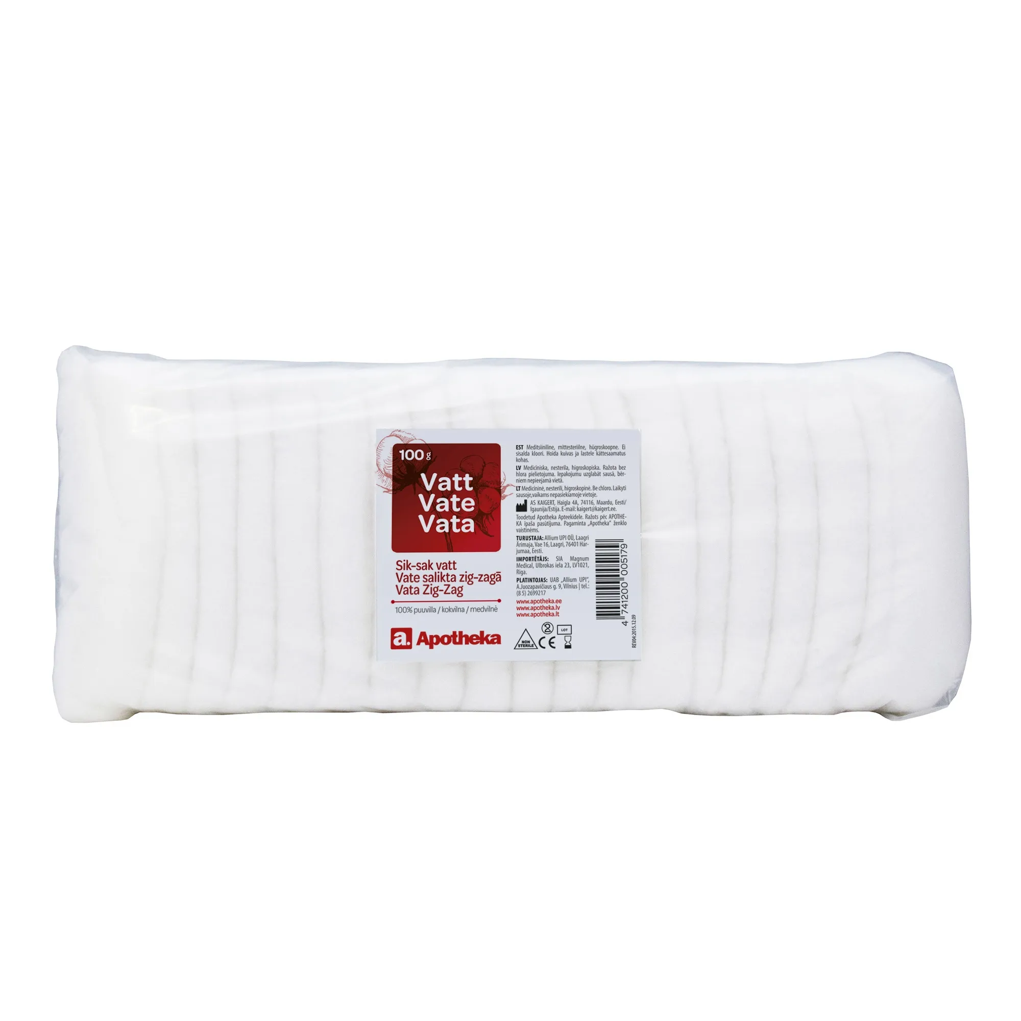 APOTHEKA nesterili medicininė vata ZIG-ZAG, 100g -  