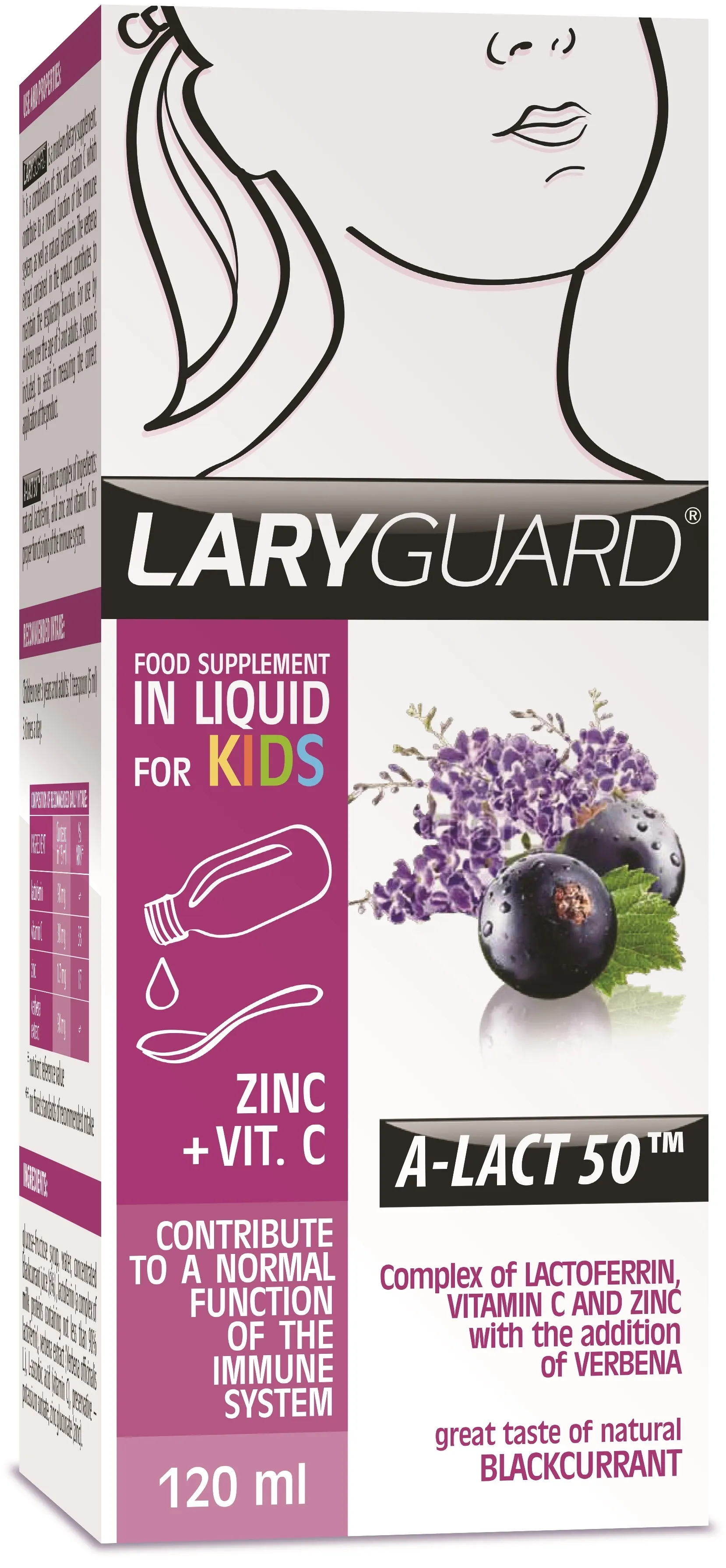 LARYGUARD maisto papildas su saldikliais A-LACT 50TM, 20ml -  