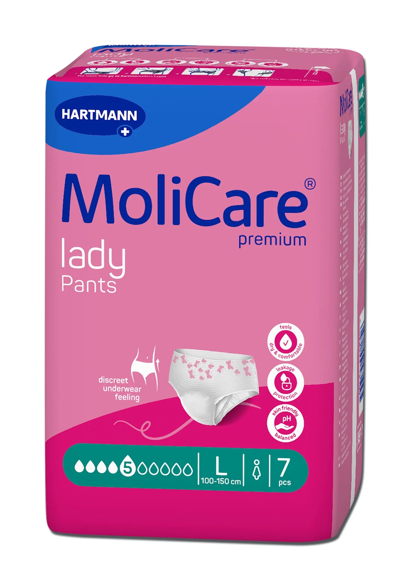 MOLICARE PREMIUM lady pants sauskelnės-kelnaitės, 5 lašai L, 7 vnt. -  