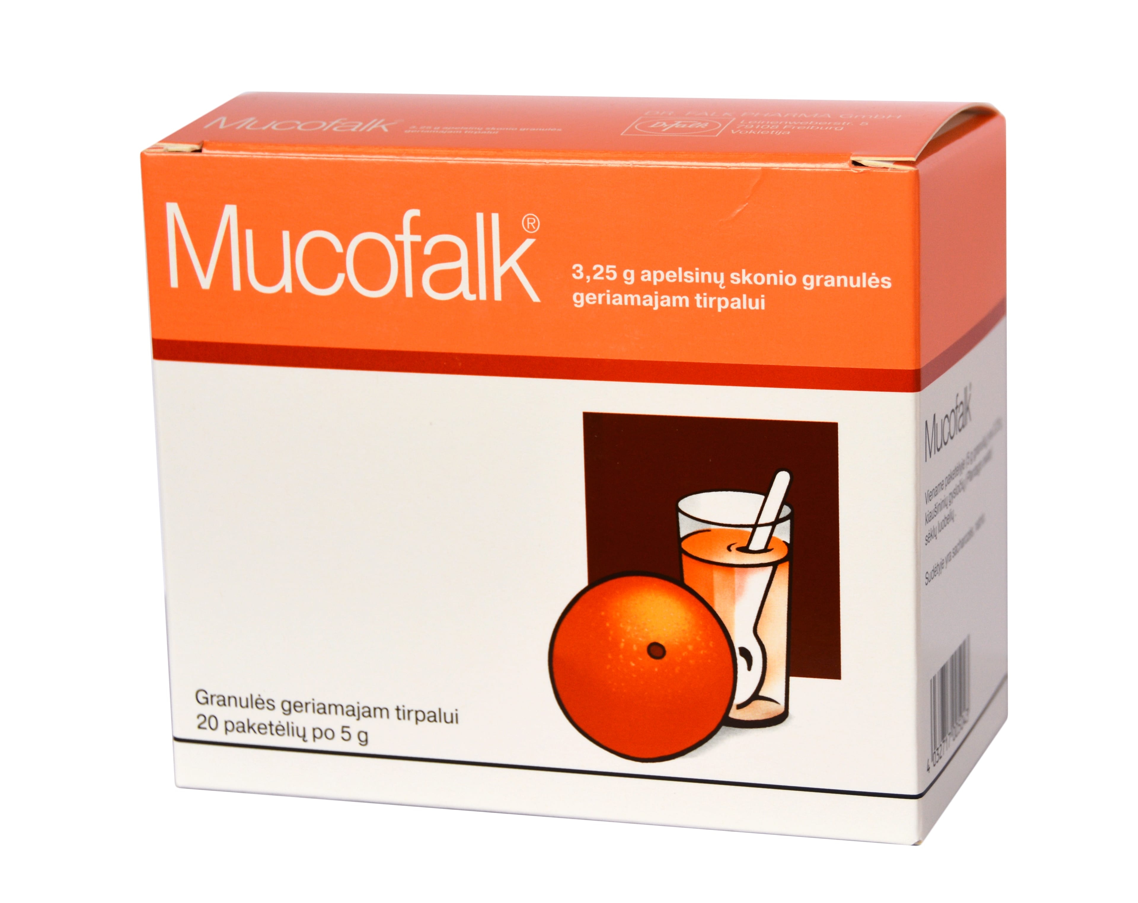 Mucofalk 3.25g apelsinų skono granulės geriamam tirpalui 5g N20 -  