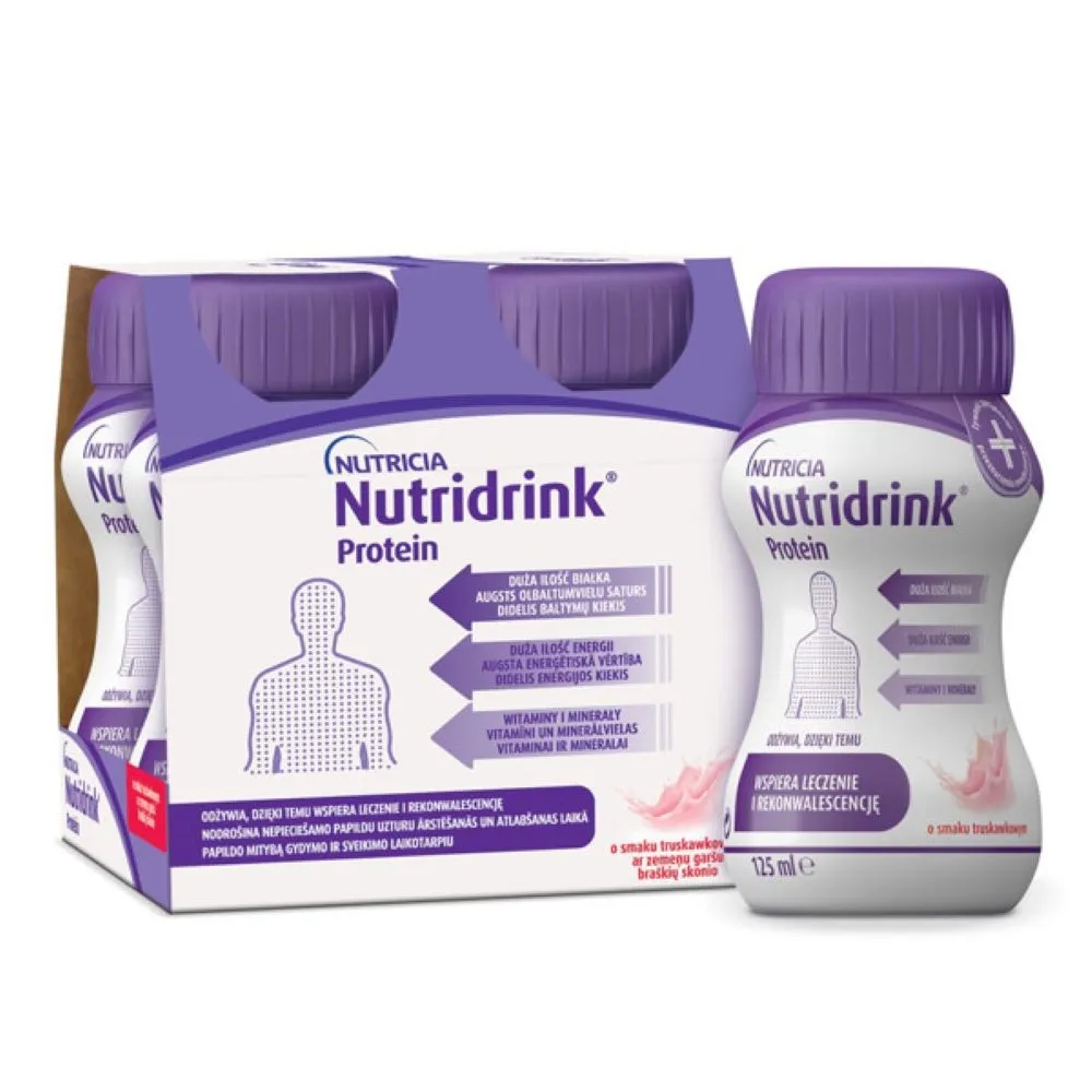 NUTRIDRINK gėrimas PROTEIN, braškių skonio, 125ml, N4 -  