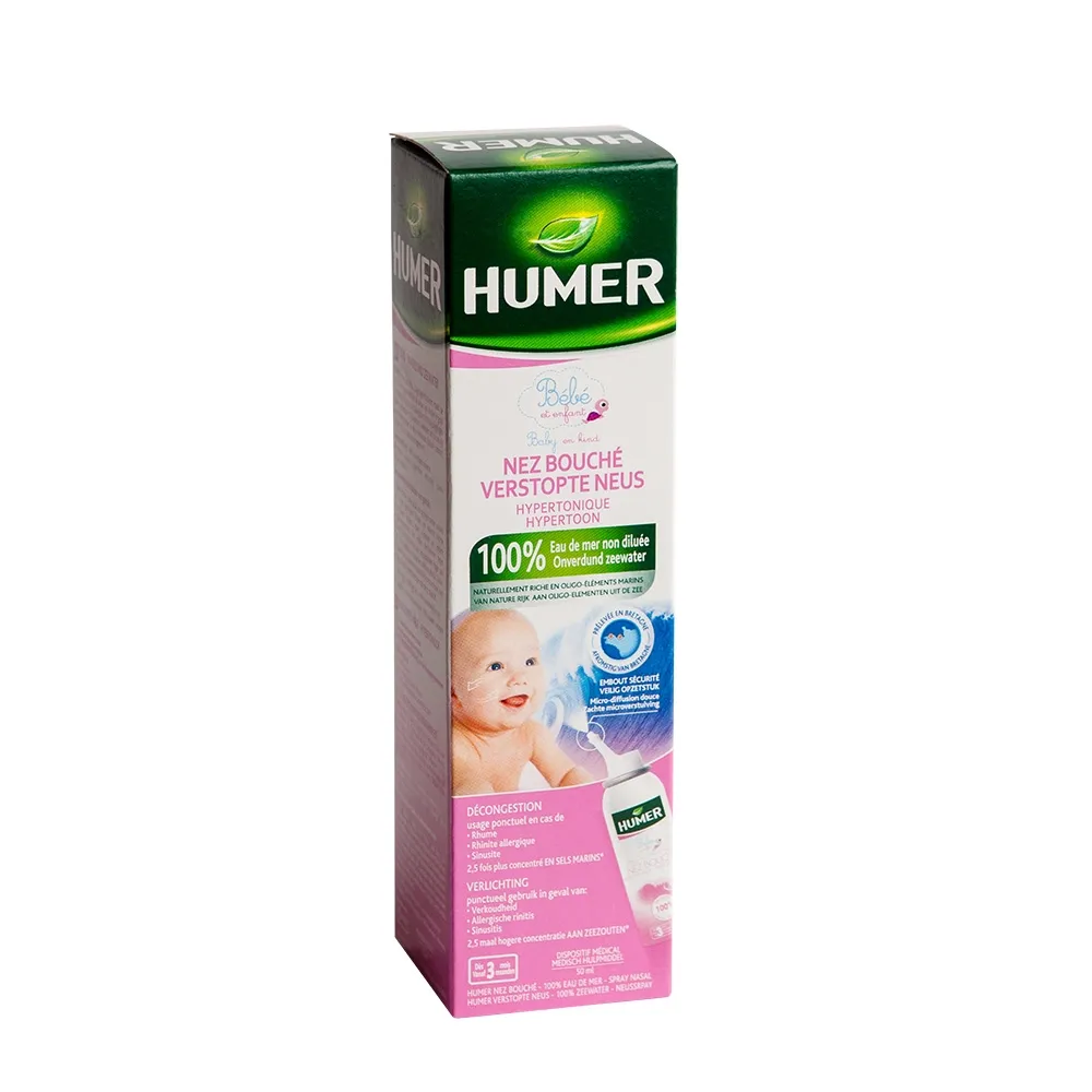 HUMER jūros vanduo užsikimšusiai nosiai kūdikiams ir vaikams, 50ml -  