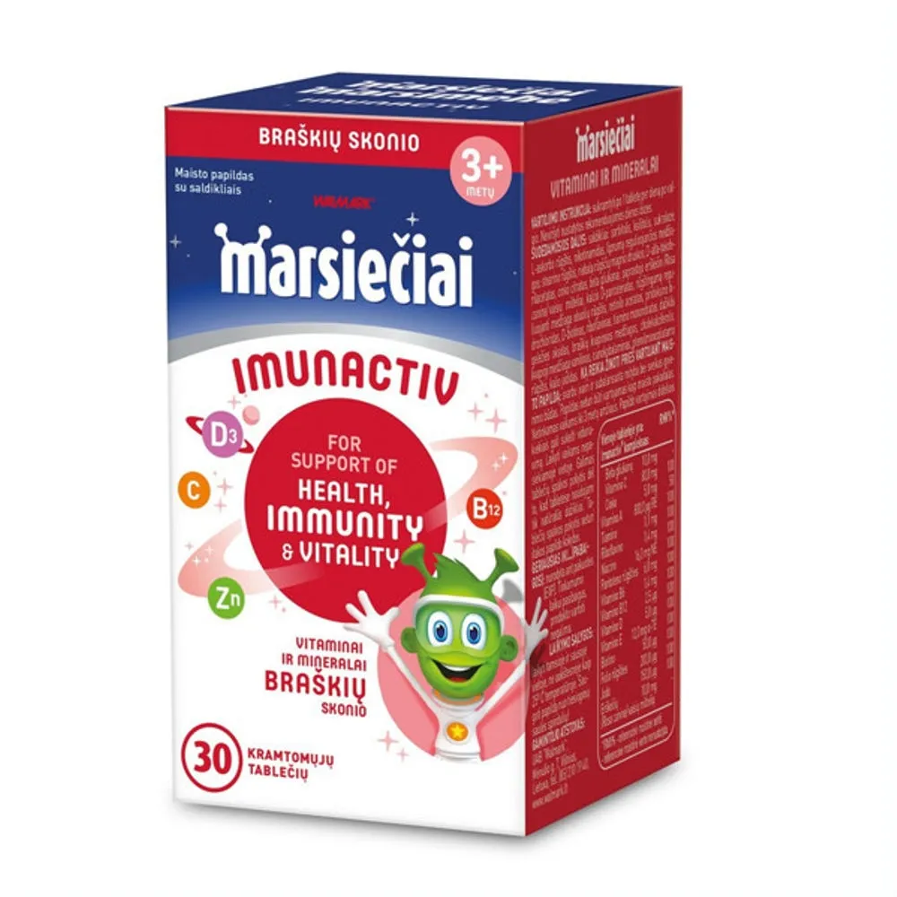 MARSIEČIAI IMUNACTIV vaikų imunitetui, braškių skonio, 30 kramt. tab. -  3