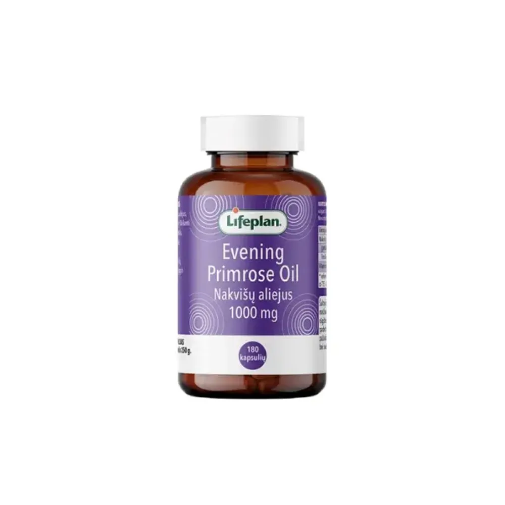 LIFEPLAN nakvišų aliejus EVENING PRIMROSE OIL, 1g kaps., N180 -  