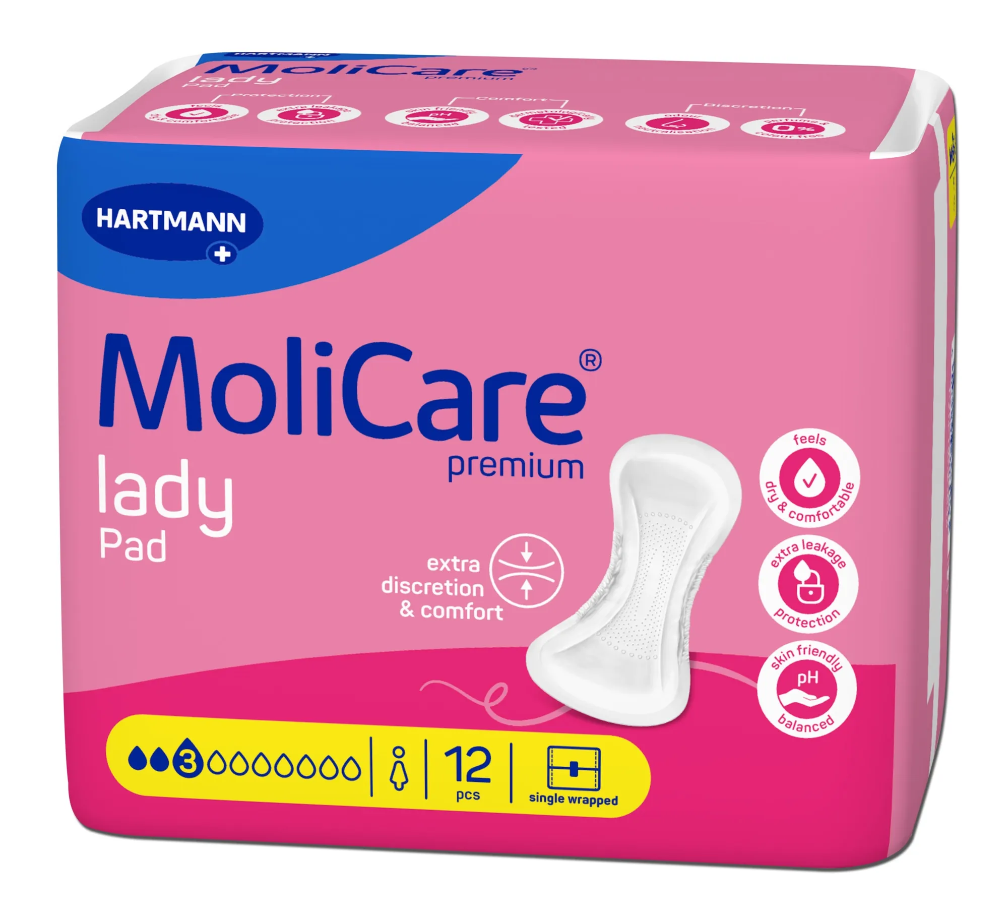 MOLICARE PREMIUM lady pad įklotai, 3 lašai, 12 vnt. -  