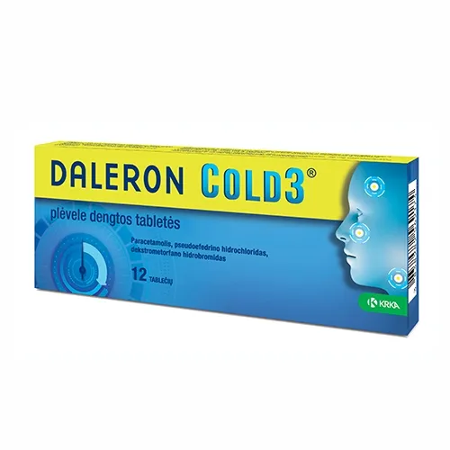 Daleron Cold3 plėvele dengtos tabletės N12 -  