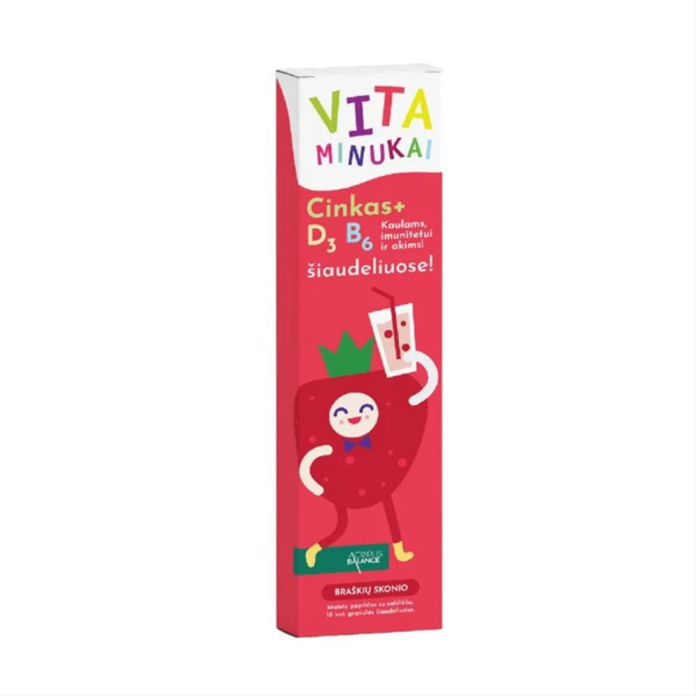 ACORUS BALANCE šiaudeliai VITAMINUKAI, braškių skonio, N10 -  