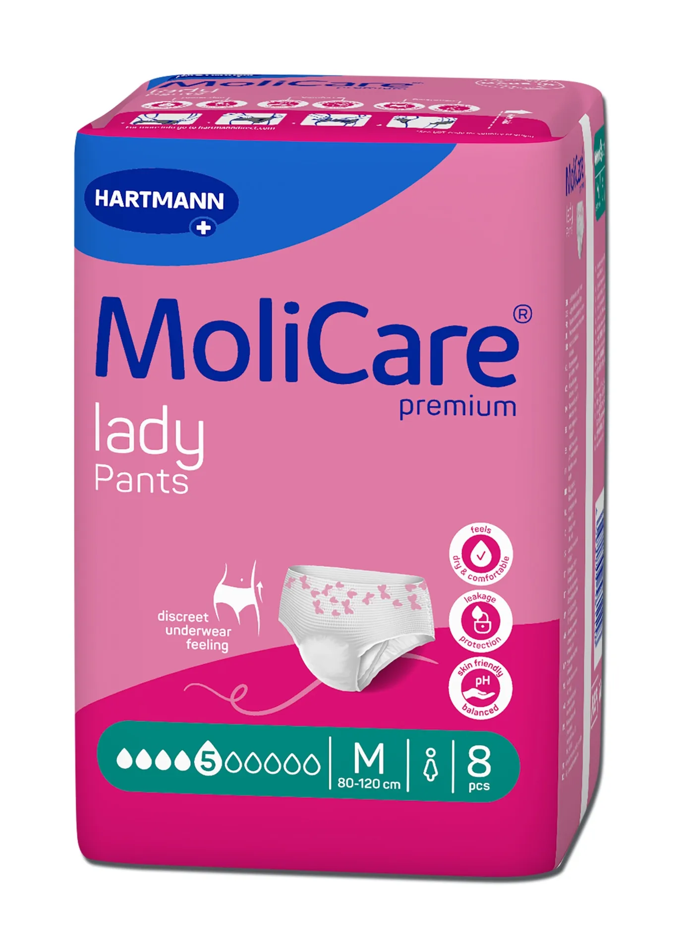 MOLICARE PREMIUM lady pants sauskelnės-kelnaitės, 5 lašai M, 8 vnt. -  