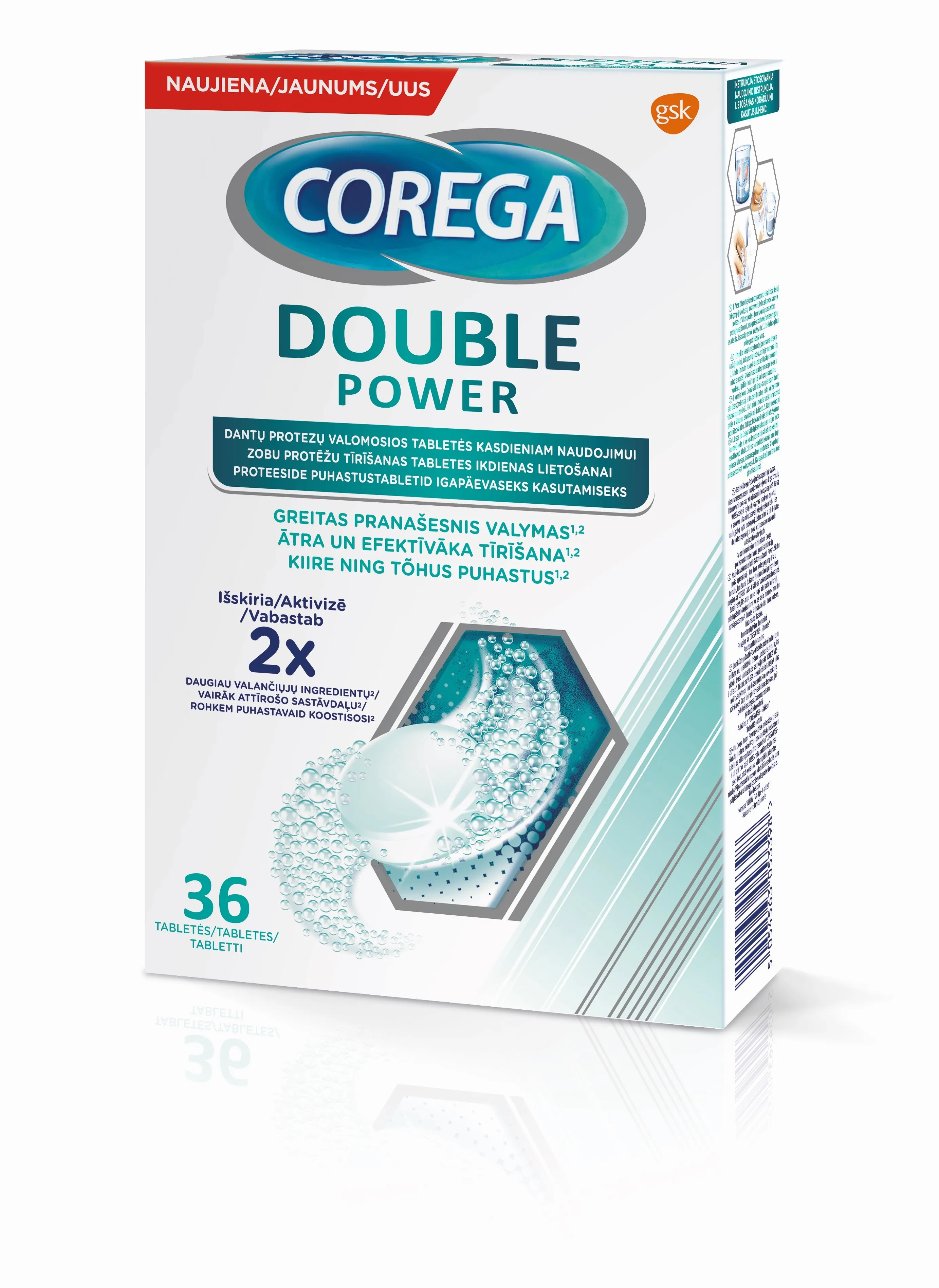 COREGA tabletės protezams valyti DOUBLE POWER, N36 -  