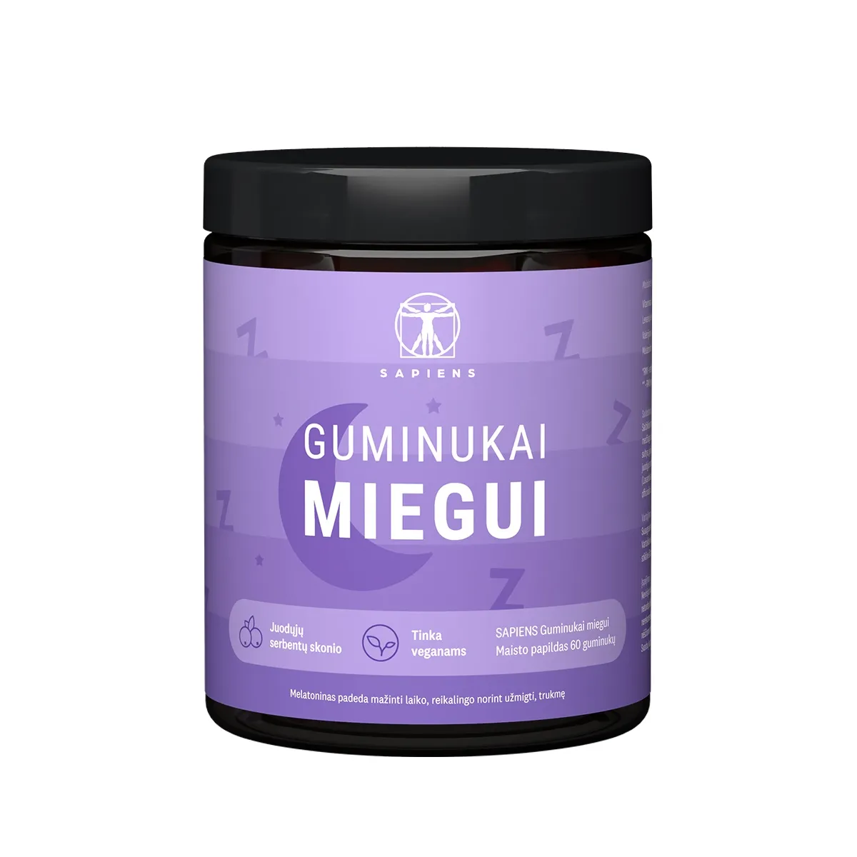 SAPIENS Guminukai miegui (su melatoninu), N60 -  