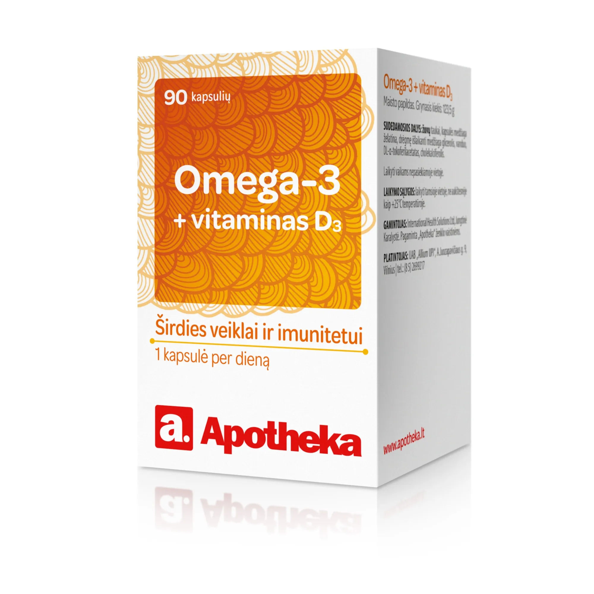 APOTHEKA Omega-3 + vitaminas D3, N90 -  