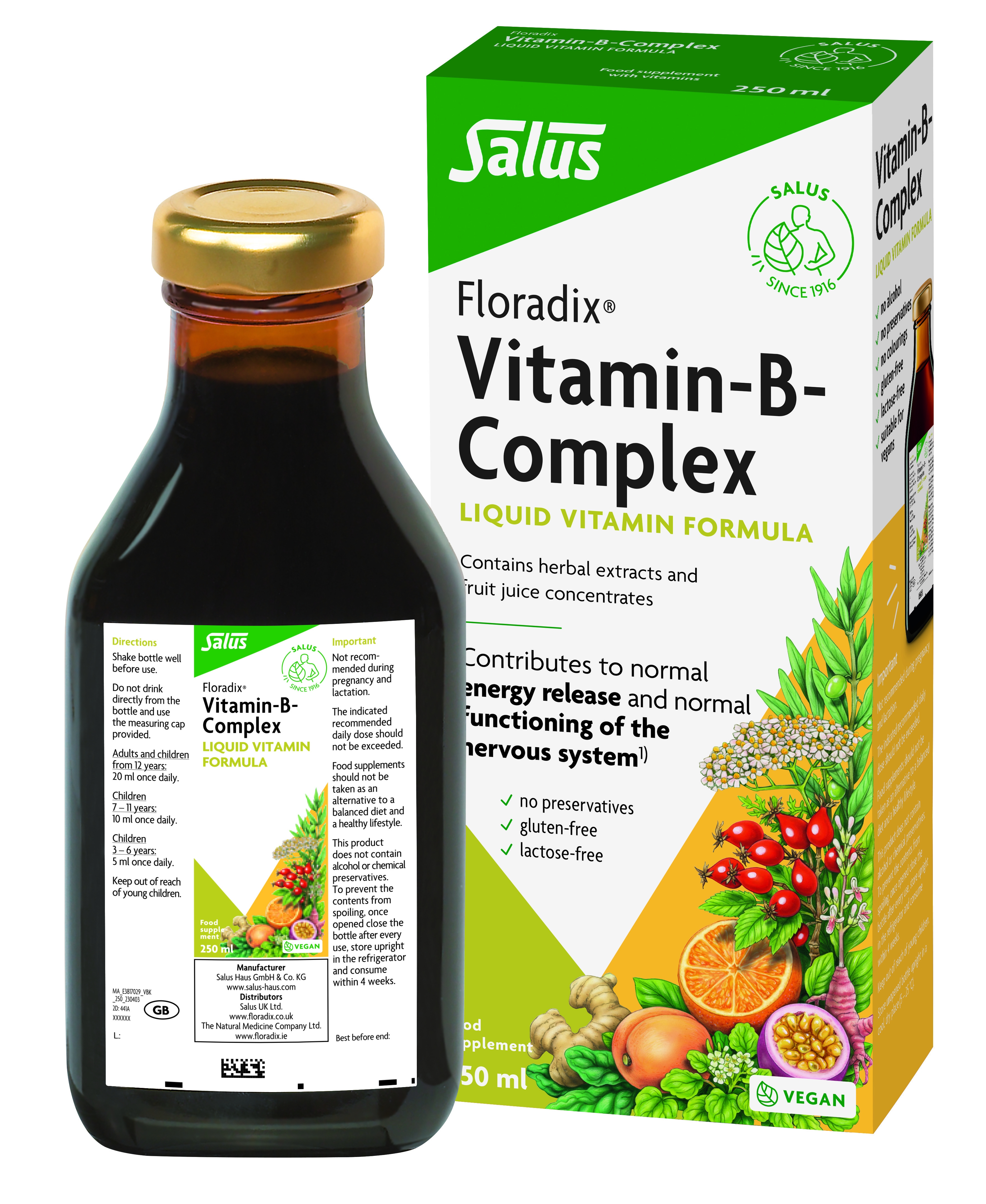 FLORADIX skysta B vitaminų formulė VITAMIN-B-COMPLEX, 250ml -  