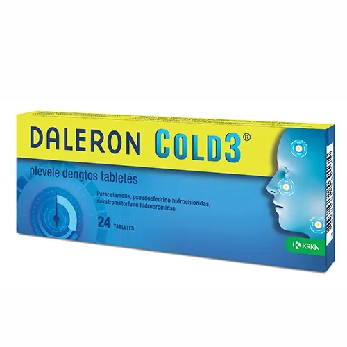 Daleron Cold3 plėvele dengtos tabletės N24 -  