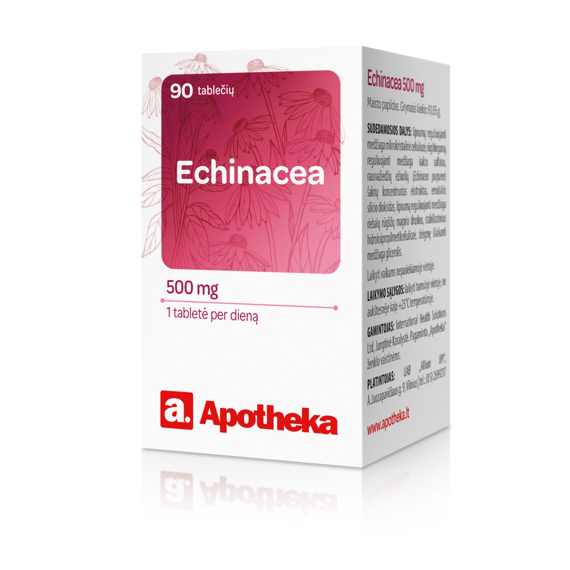 APOTHEKA Rausvažiedė ežiuolė ECHINACEA 500mg, N90 -  
