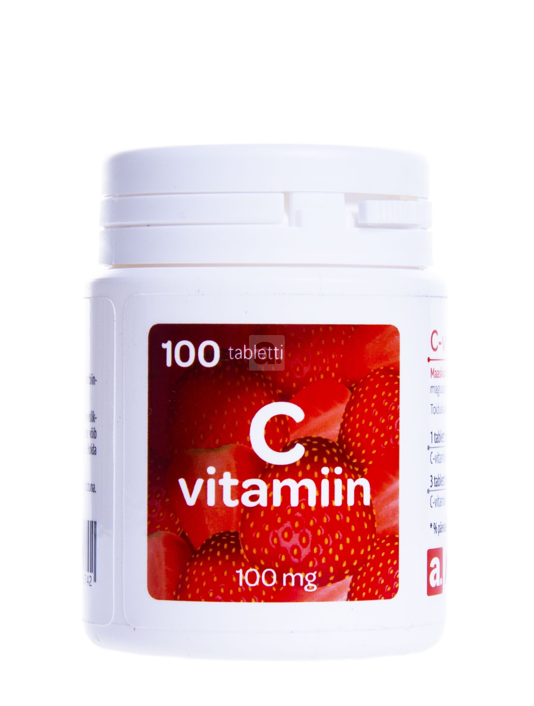 APOTHEKA Vitaminas C 100 mg, braškių skonio, 100 kramtomųjų tablečių -  