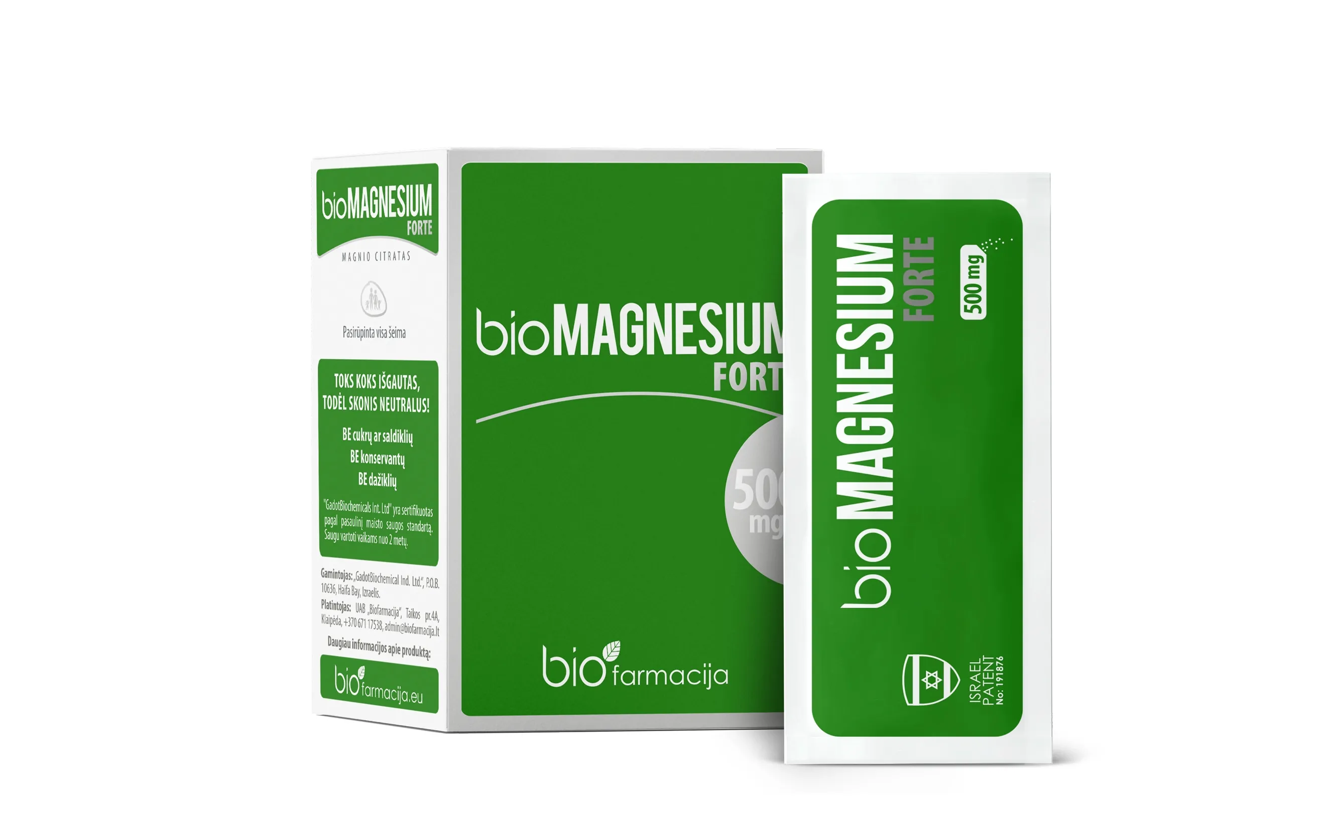 BIOMAGNESIUM Forte, 500mg, milteliai pakeliuose, N20 -  