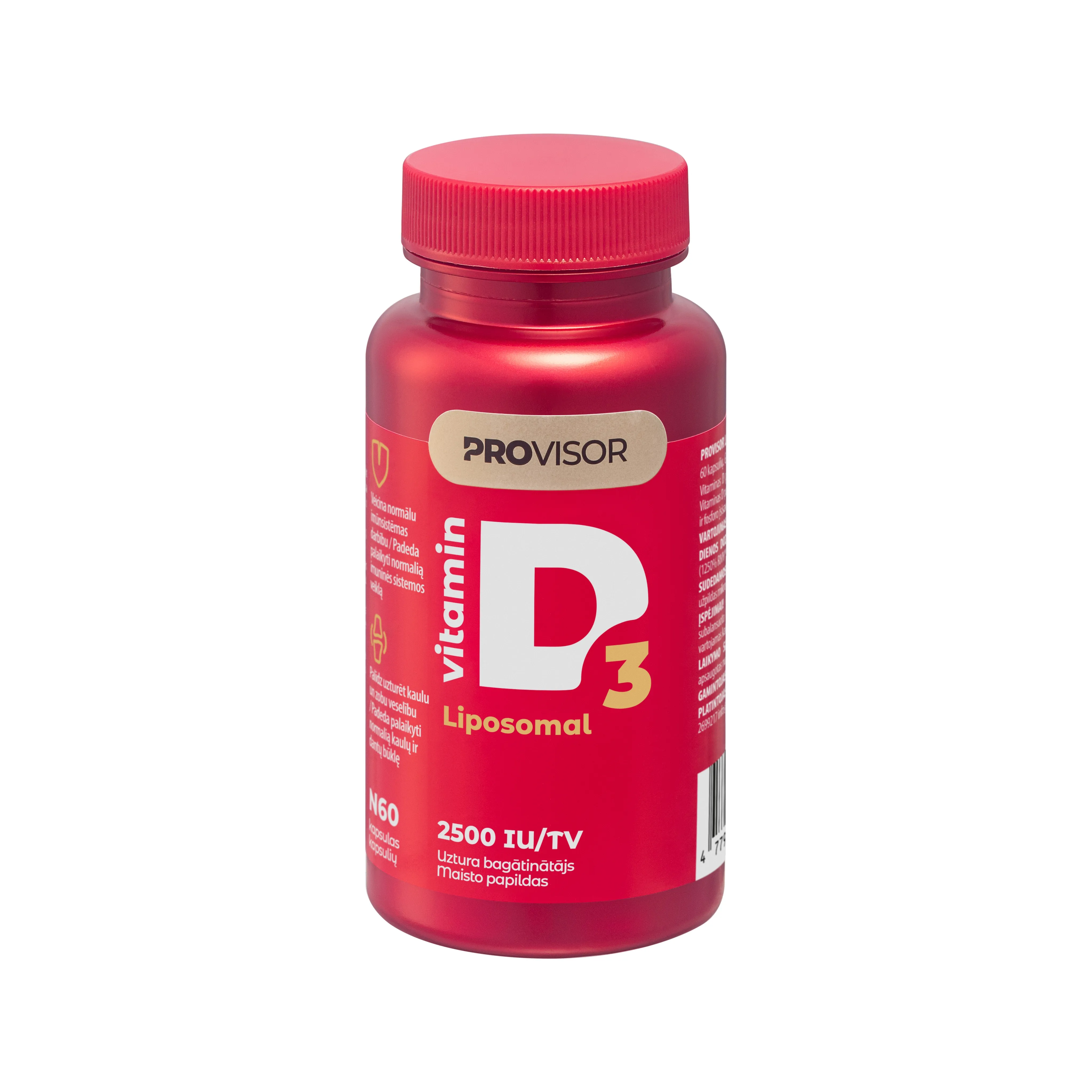 PROVISOR LIPOSOMINIS Vitaminas D 2500TV, kapsulės, N60 -  2