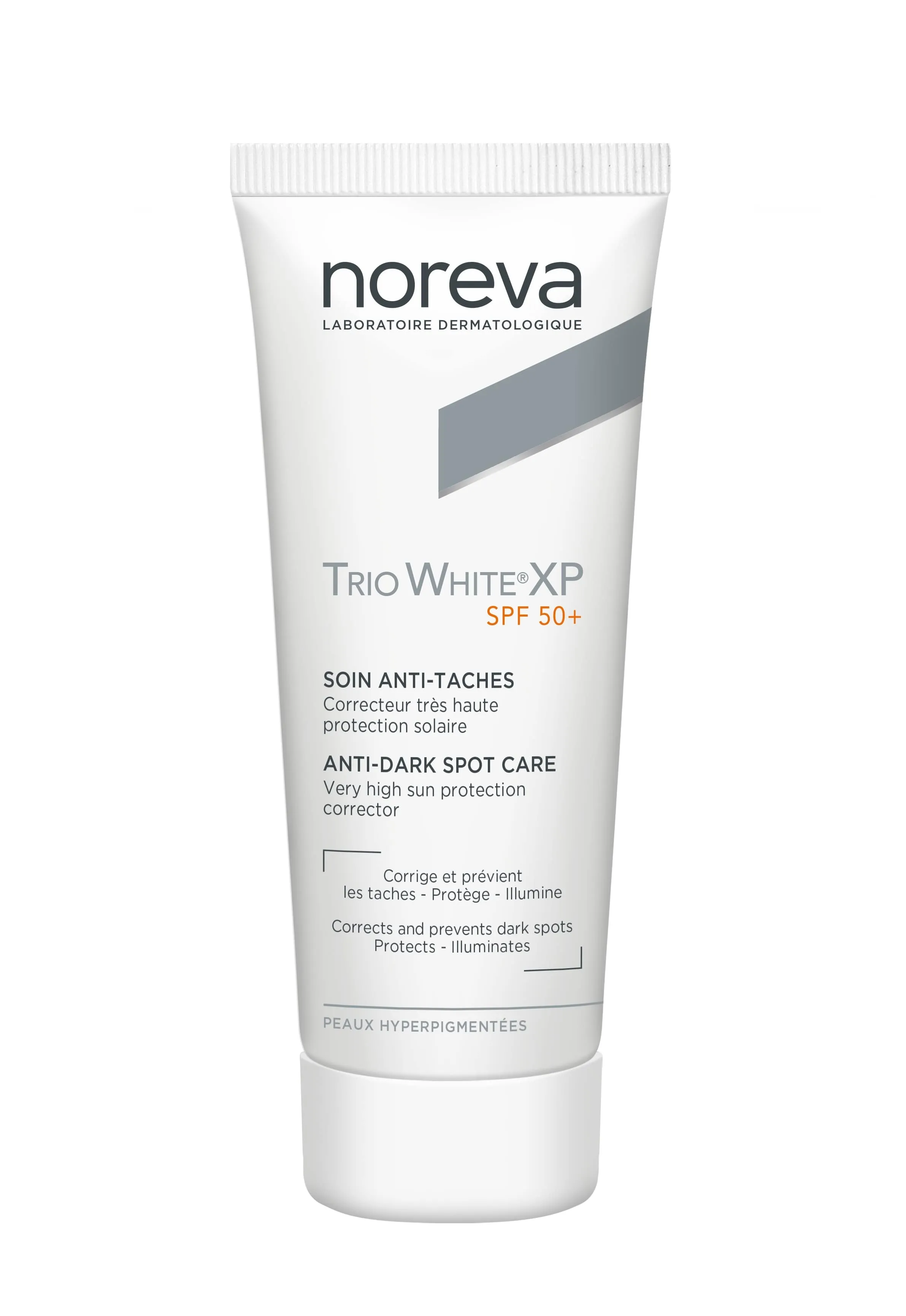 NOREVA pigmentines dėmes mažinantis kremas TRIO WHITE XP SPF 50+, 40ml -  
