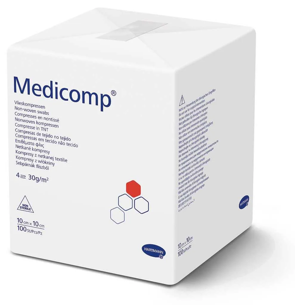 MEDICOMP nesterilus neaustinės medžiagos tvarstis, 10x10cm, 100 vnt. -  